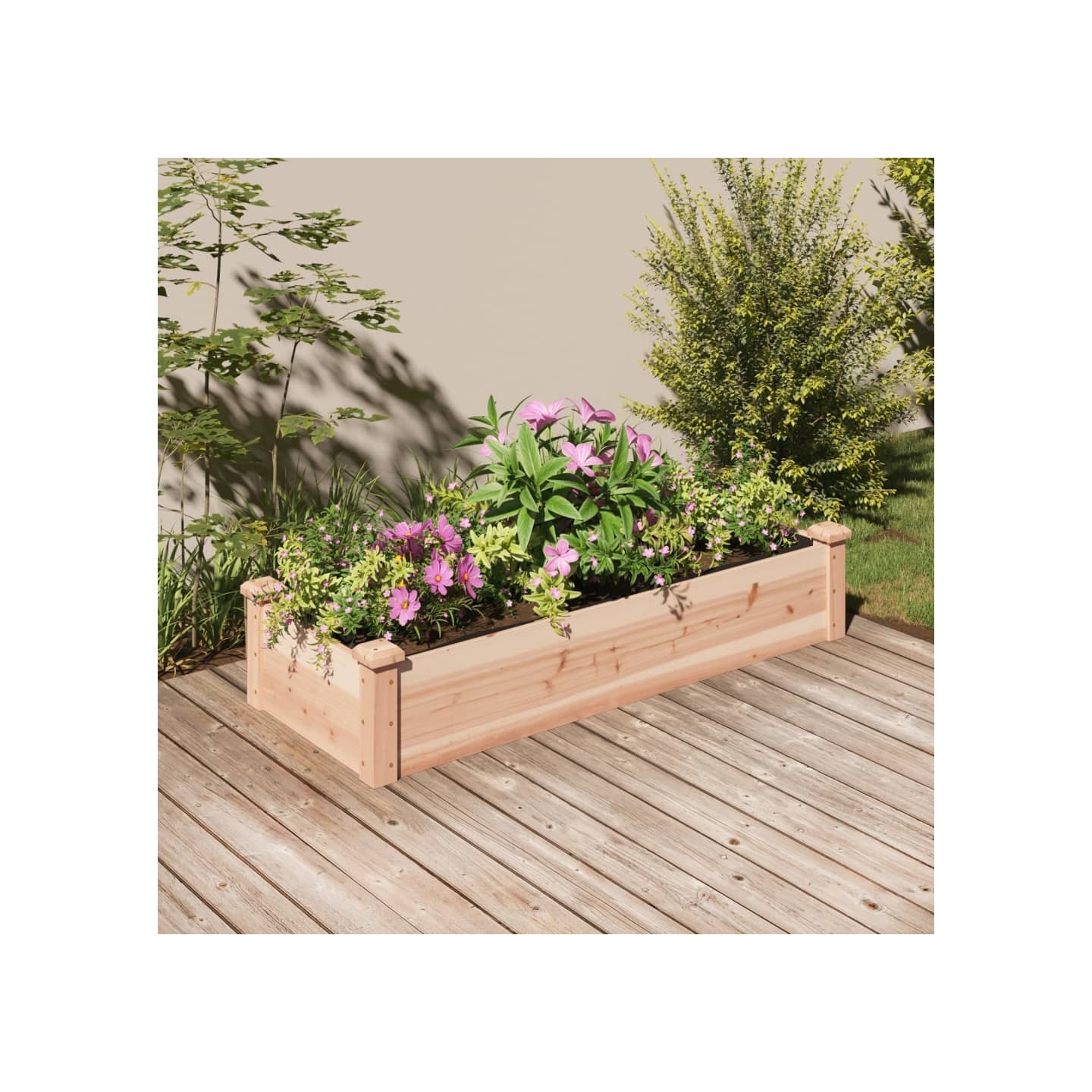 Lit surélevé de jardin doublure 120x45x25 cm bois massif sapin