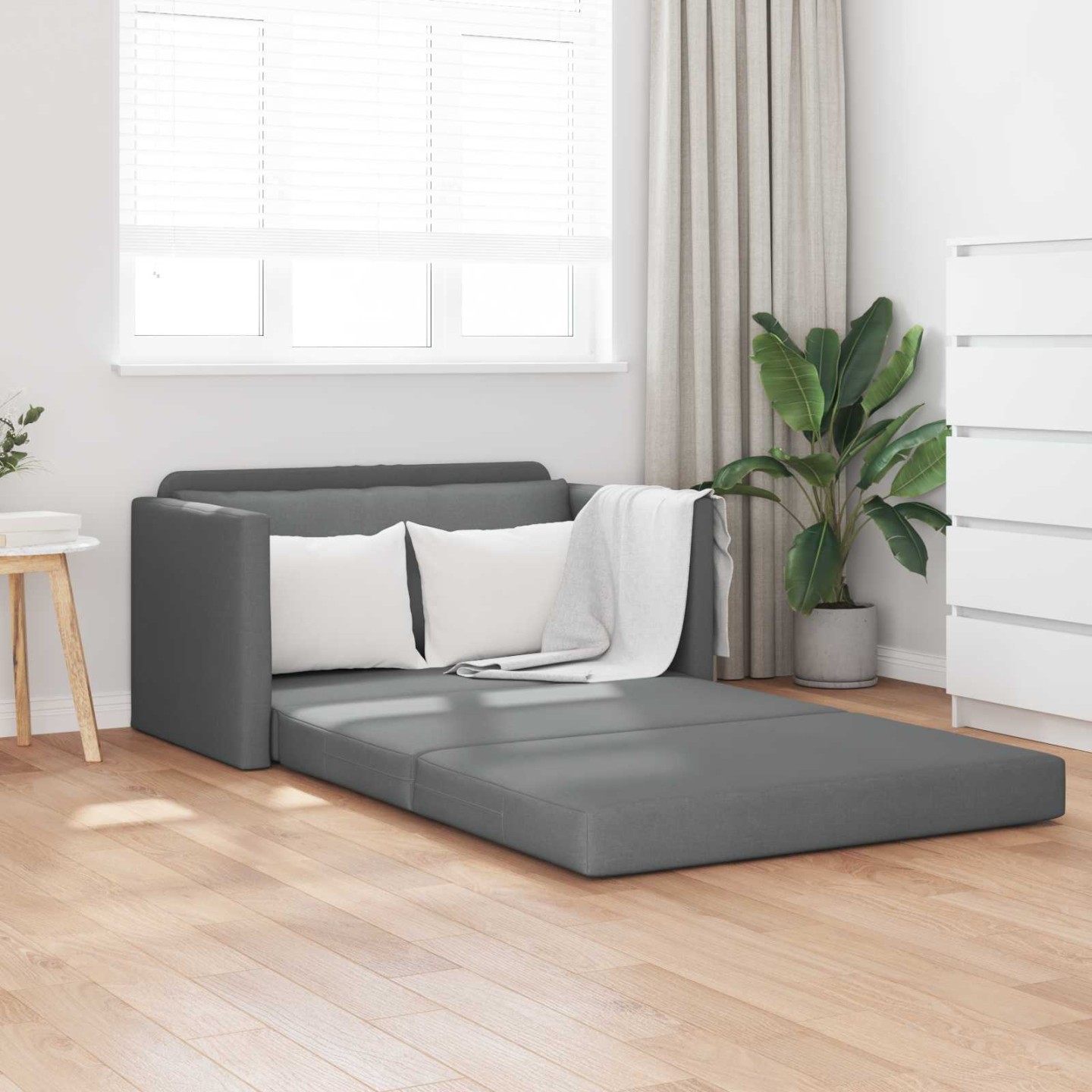Canapé-Lit Gris foncé 124 x 71 x 78 cm tissu