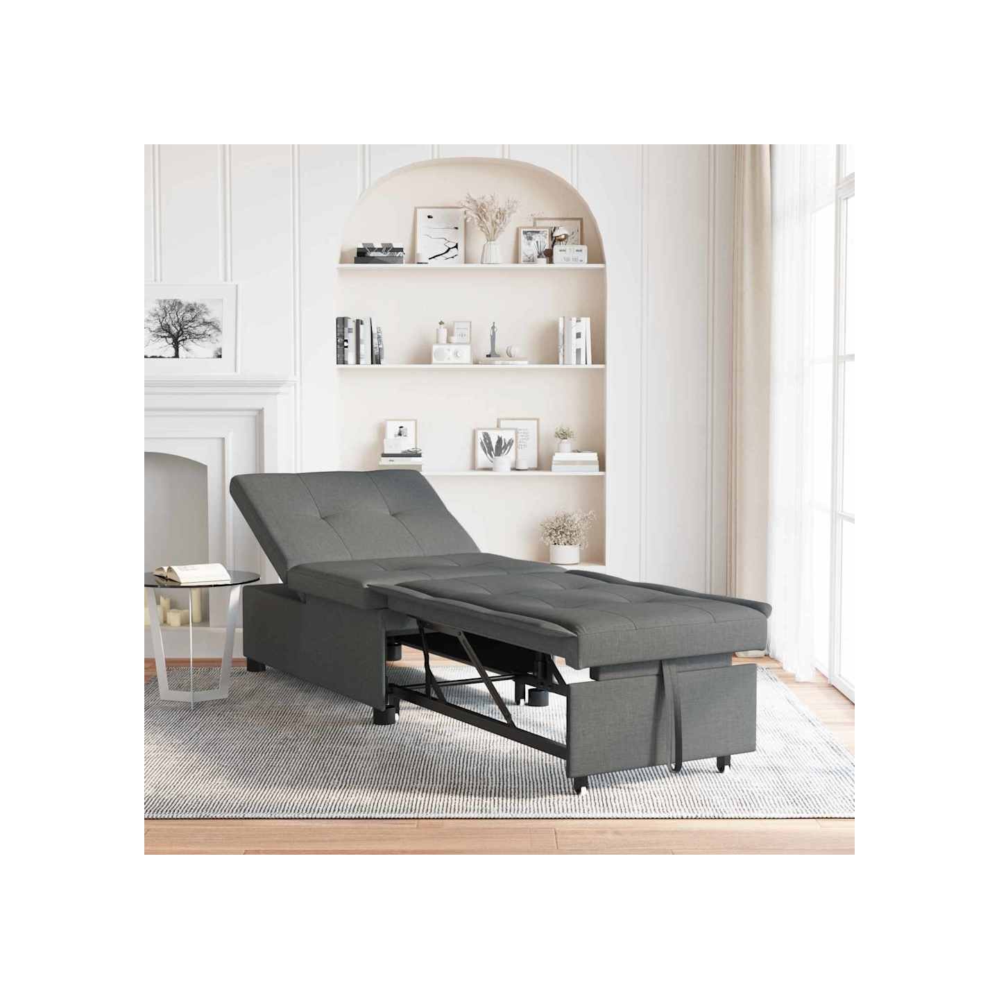 Pull Out Sofa Bed Gris foncé 194 x 50 x 82 cm tissu