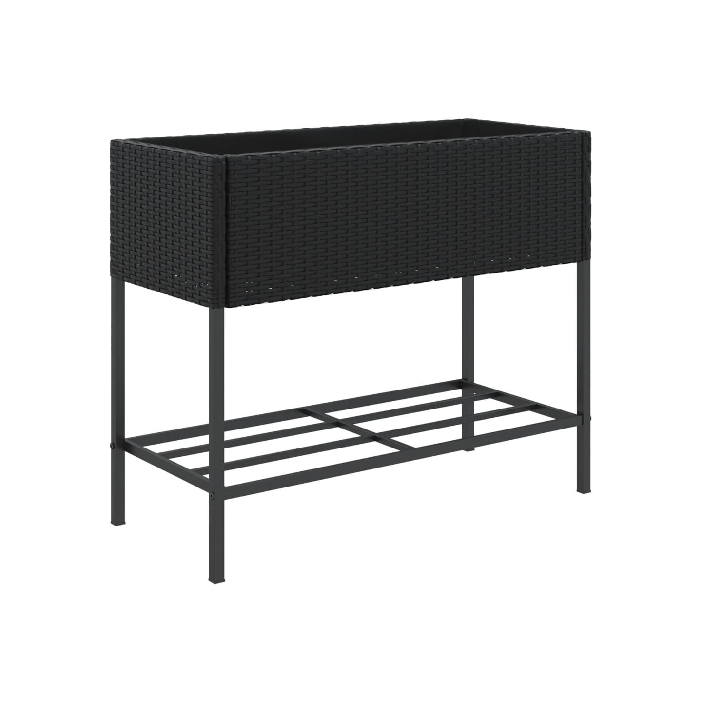 Jardinière avec étagère noir résine tressée
