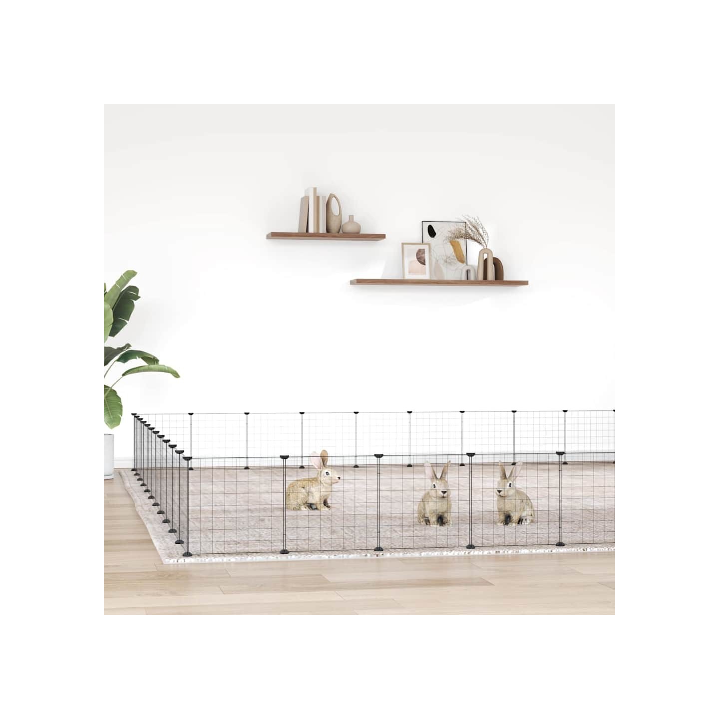 Cage animaux de compagnie à 44 panneaux et porte Noir 385x385x35 cm