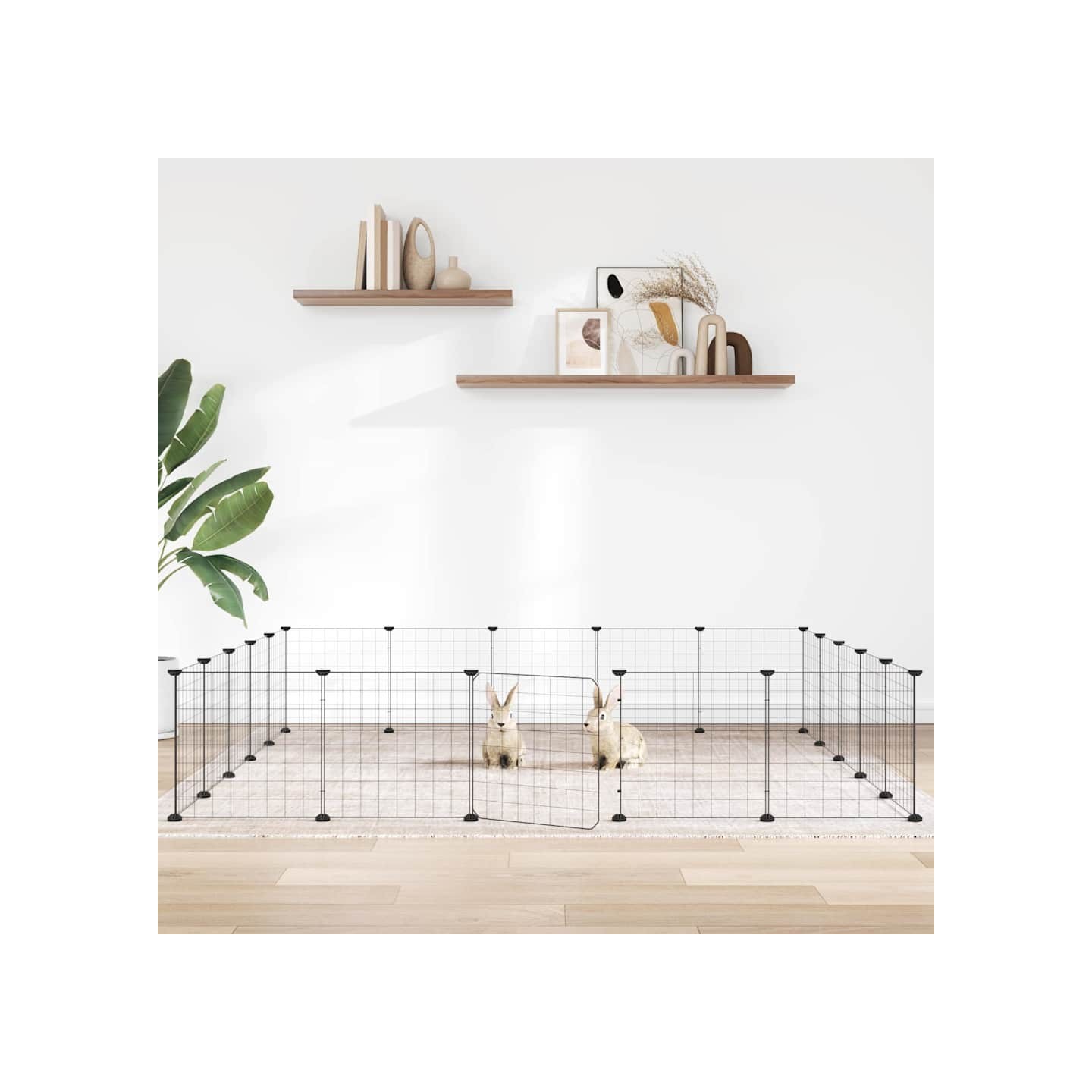 Cage animaux de compagnie à 20 panneaux et porte Noir 175x175x35 cm