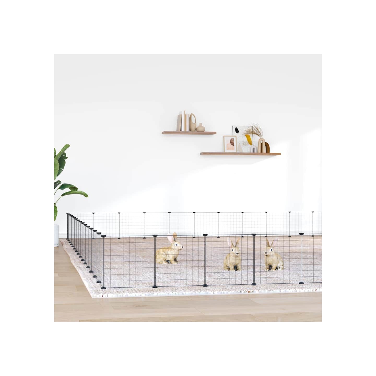Cage animaux de compagnie à 60 panneaux et porte Noir 525x525x35 cm