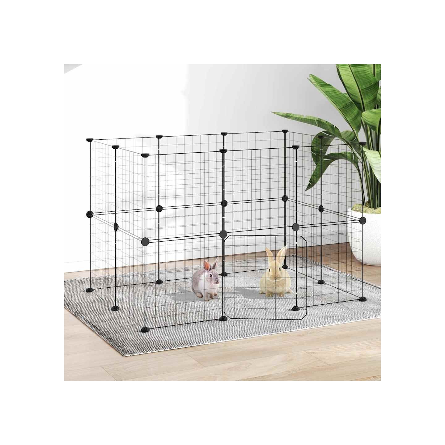 Cage animaux de compagnie à 20 panneaux et porte Noir 105x70x70 cm