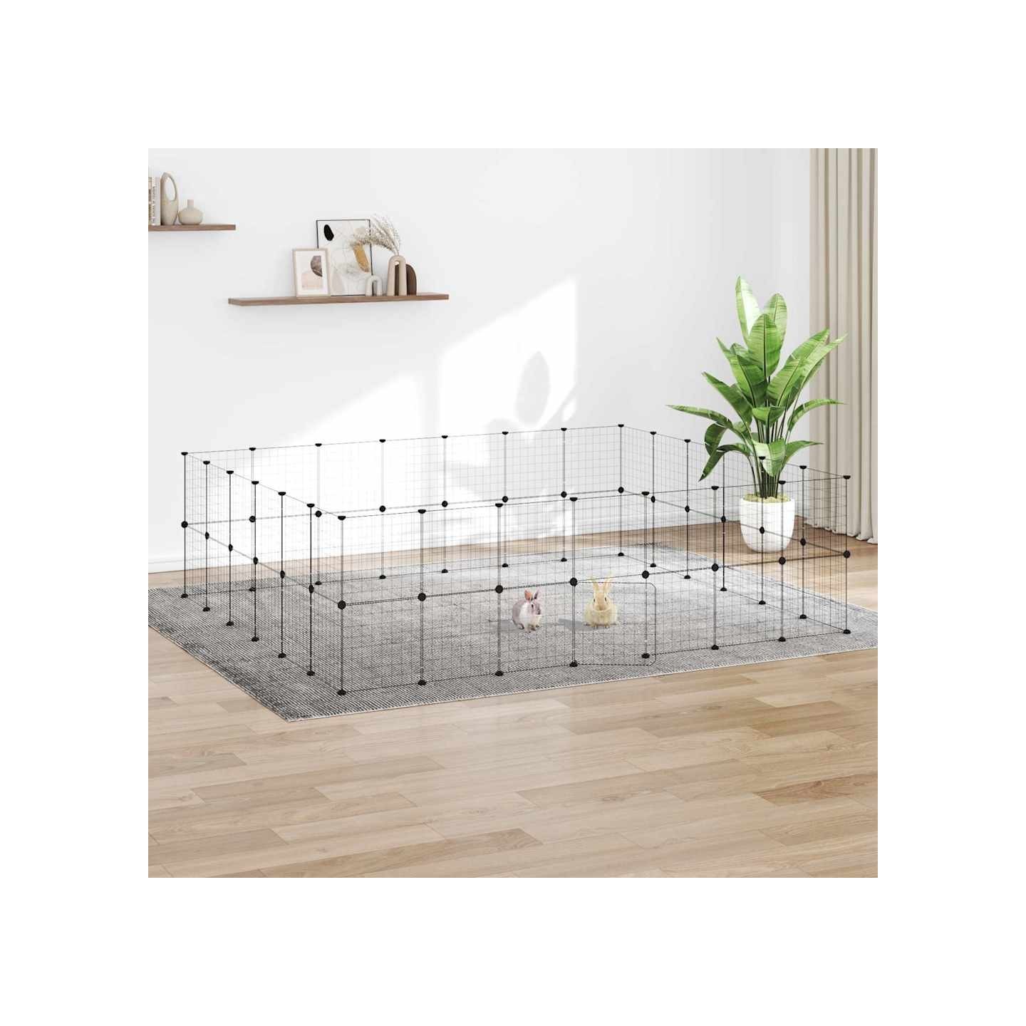 Cage animaux de compagnie à 52 panneaux et porte Noir 245x210x70 cm