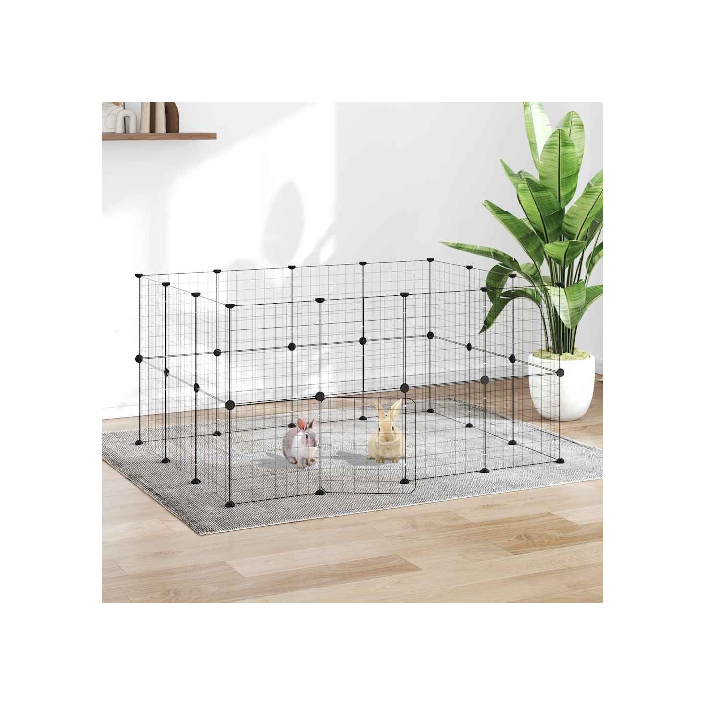 Cage animaux de compagnie à 28 panneaux et porte Noir 140x105x70 cm