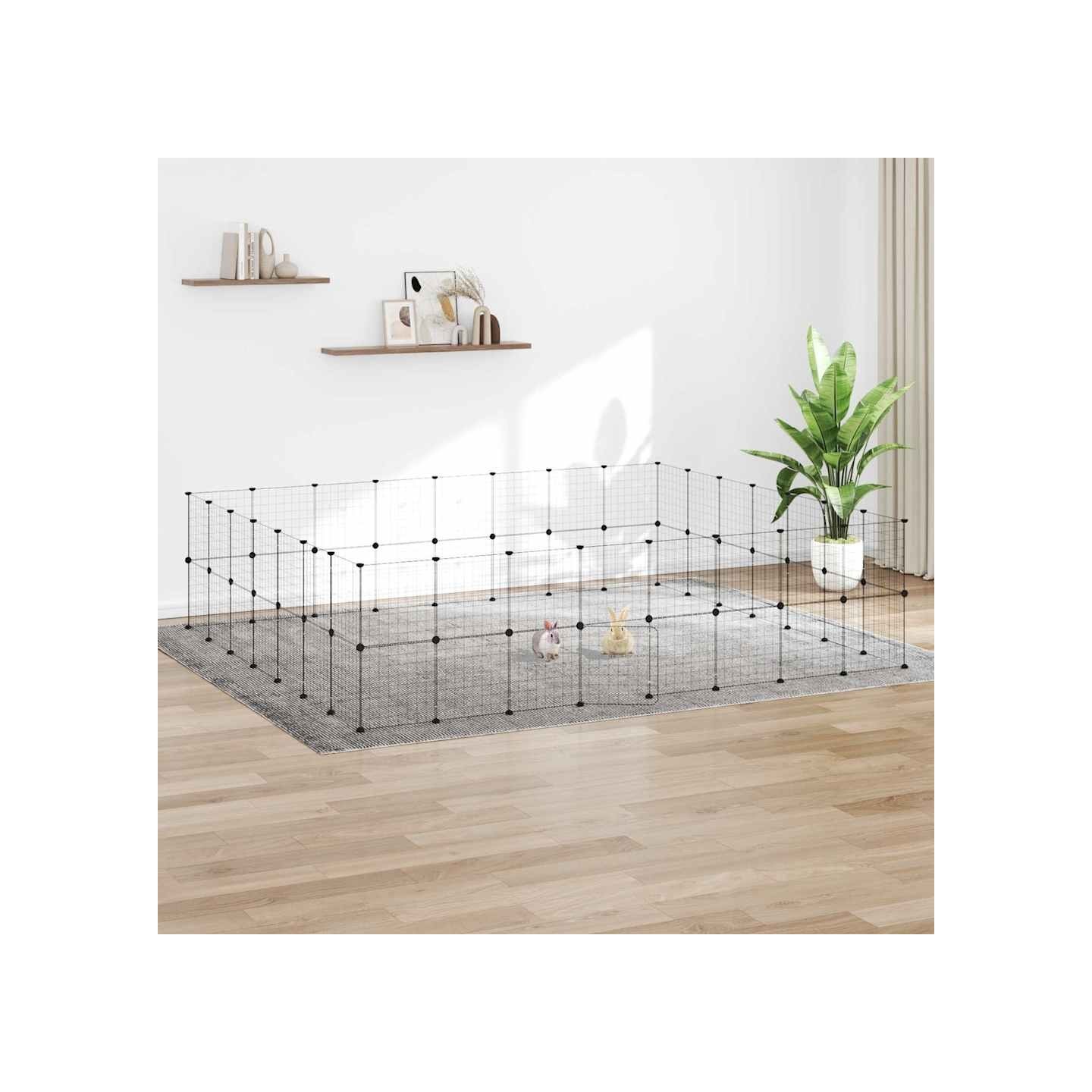 Cage animaux de compagnie à 60 panneaux et porte Noir 280x245x70 cm
