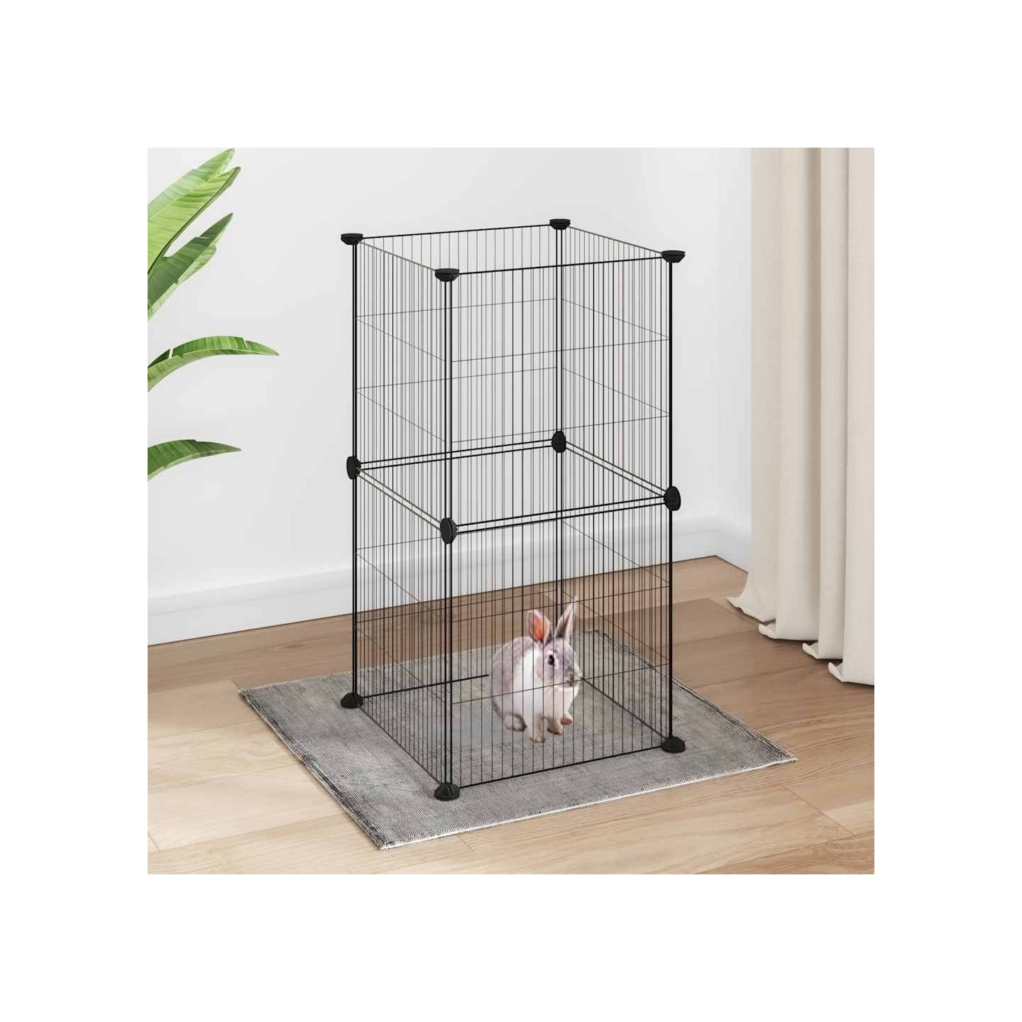 Cage animaux de compagnie à 8 panneaux Noir 35x35x70 cm Acier