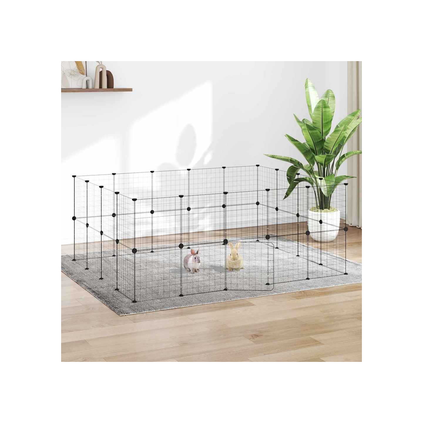 Cage animaux de compagnie à 36 panneaux et porte Noir 175x140x70 cm