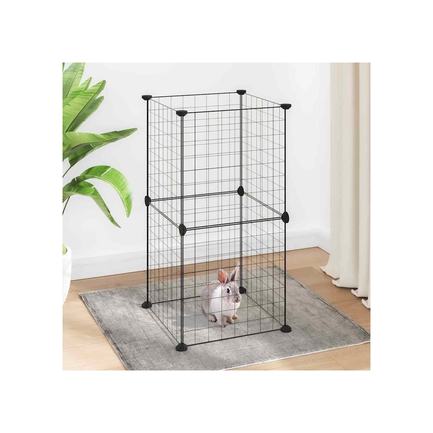 Cage animaux de compagnie à 8 panneaux Noir 35x35x70 cm Acier