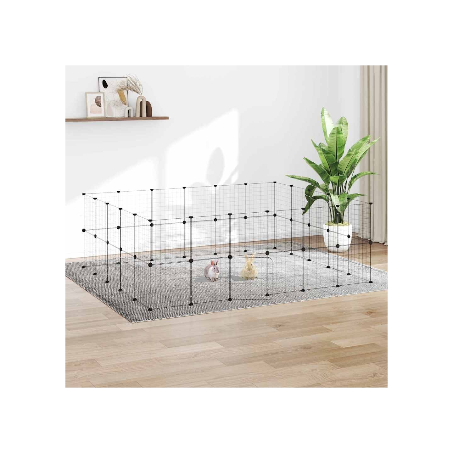 Cage animaux de compagnie à 44 panneaux et porte Noir 210x175x70 cm
