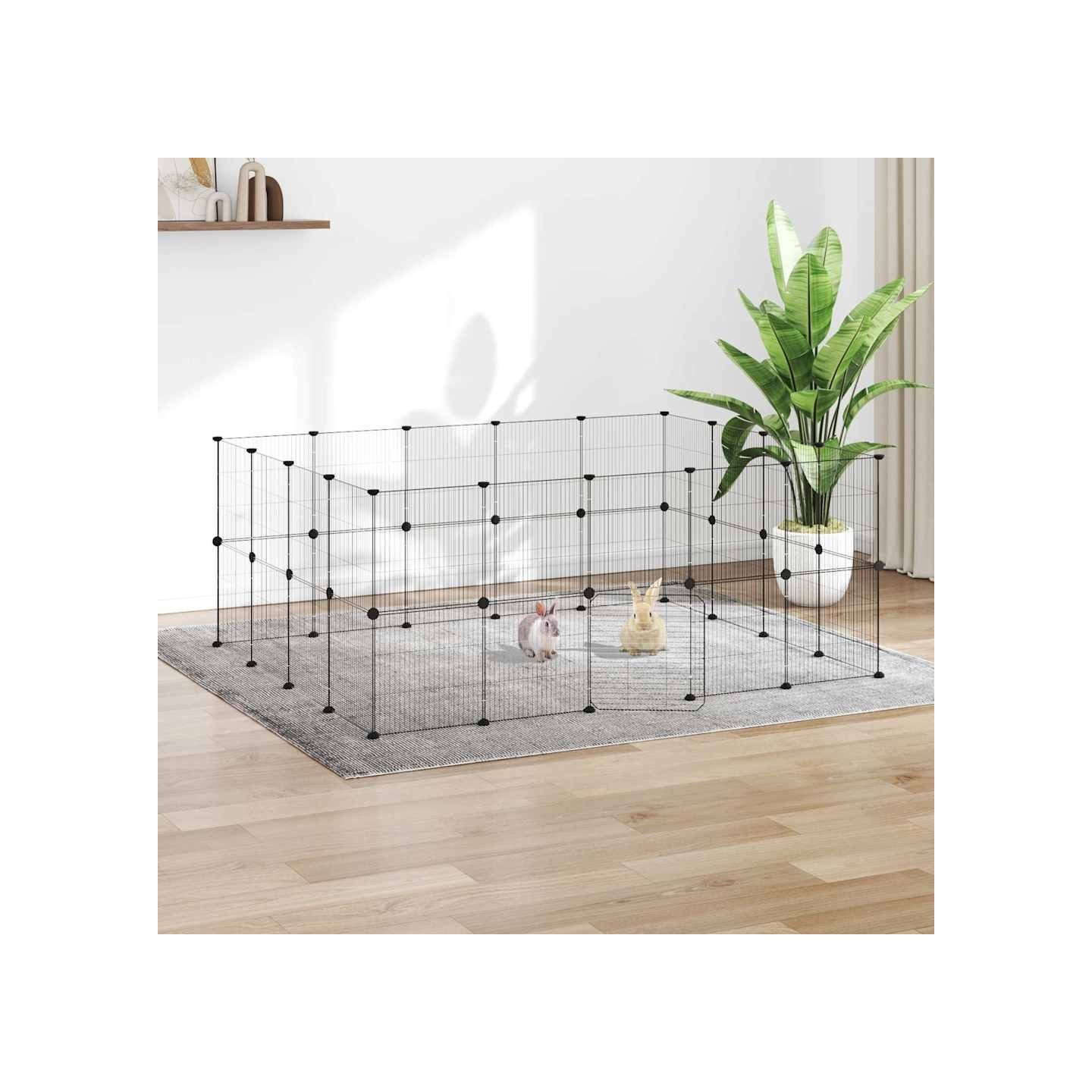 Cage animaux de compagnie à 36 panneaux et porte Noir 175x140x70 cm
