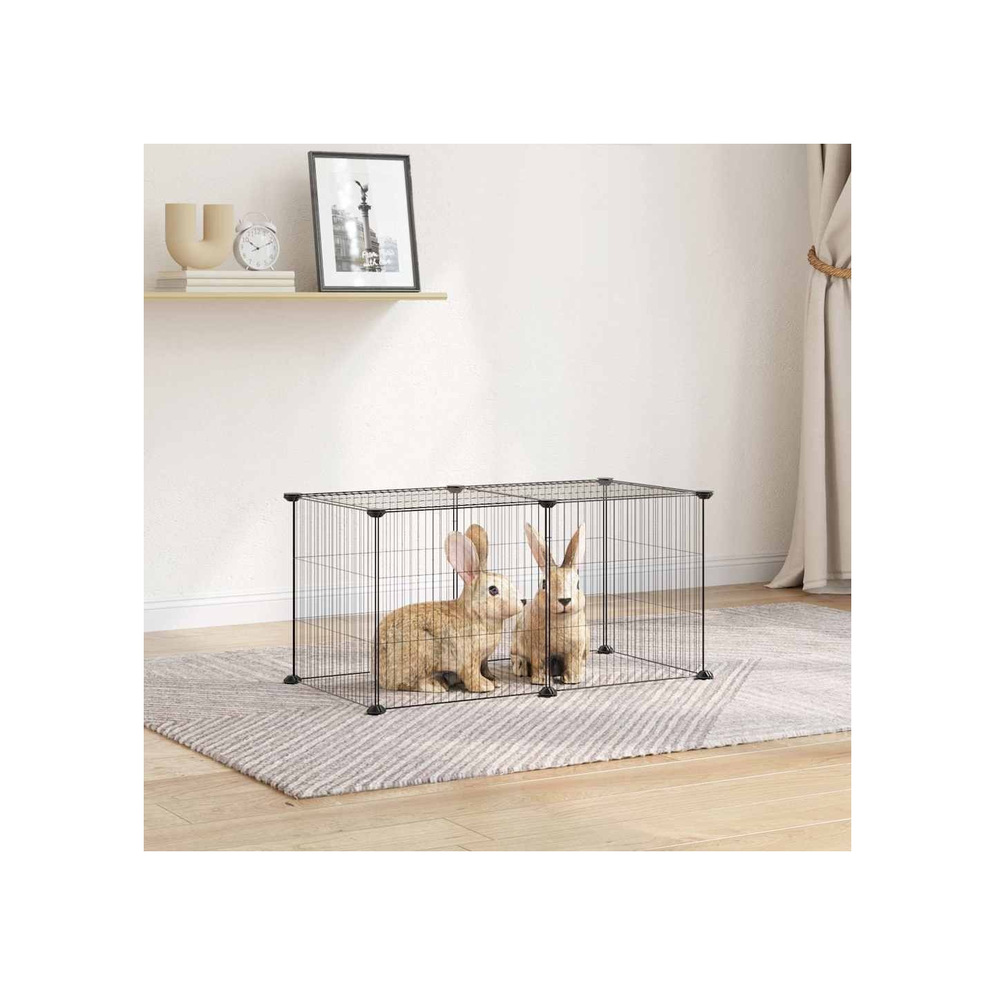 Cage animaux de compagnie à 8 panneaux Noir 70x35x35 cm Acier