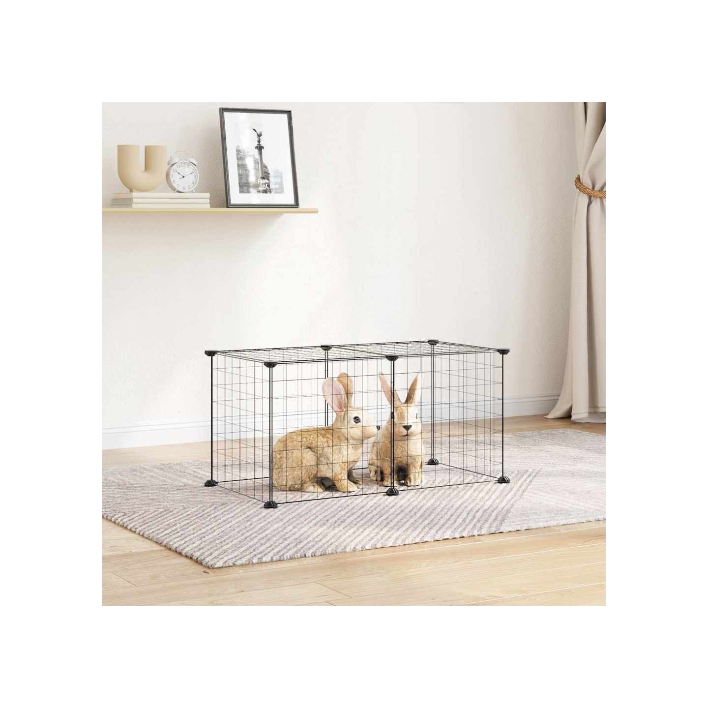 Cage animaux de compagnie à 8 panneaux Noir 70x35x35 cm Acier