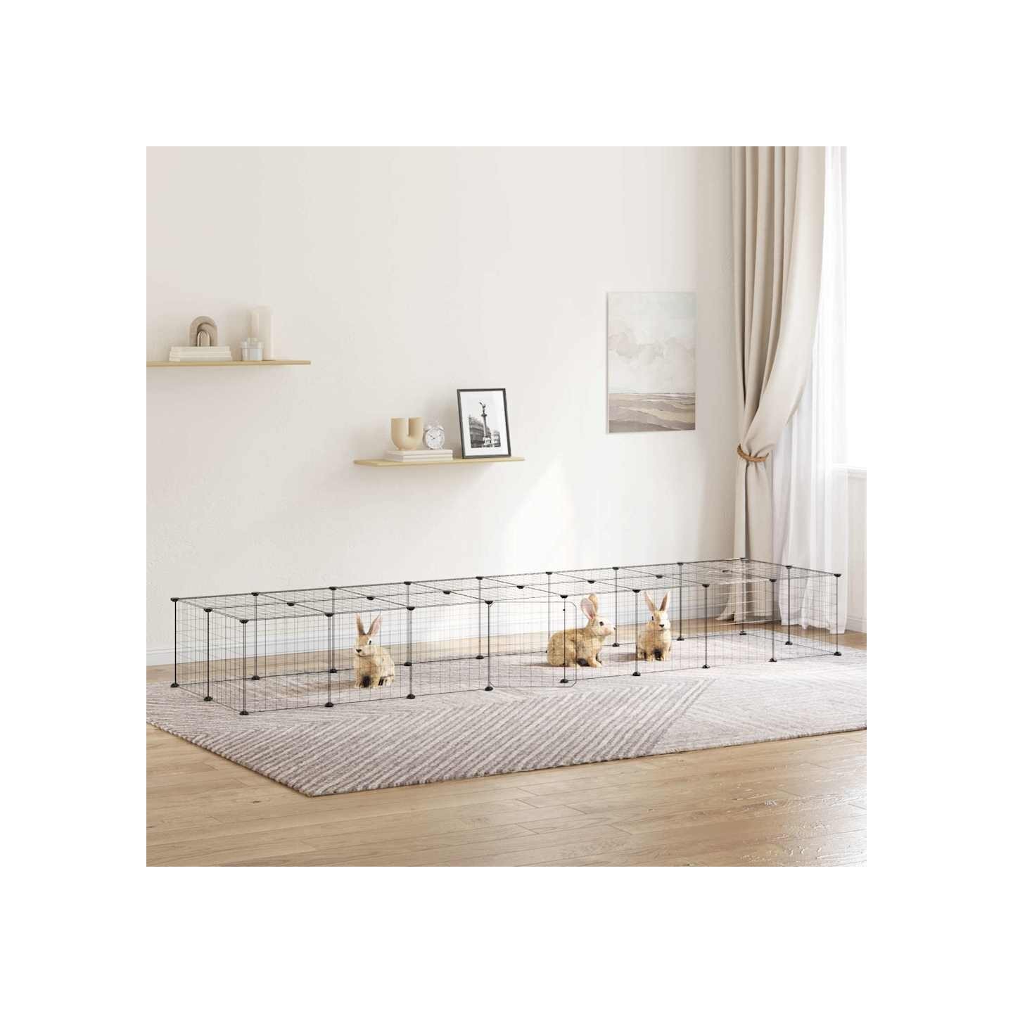 Cage animaux de compagnie à 36 panneaux et porte Noir 280x70x35 cm