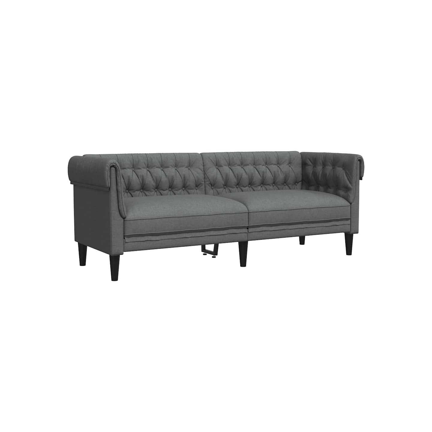 Canapé Chesterfield 3 places gris foncé tissu