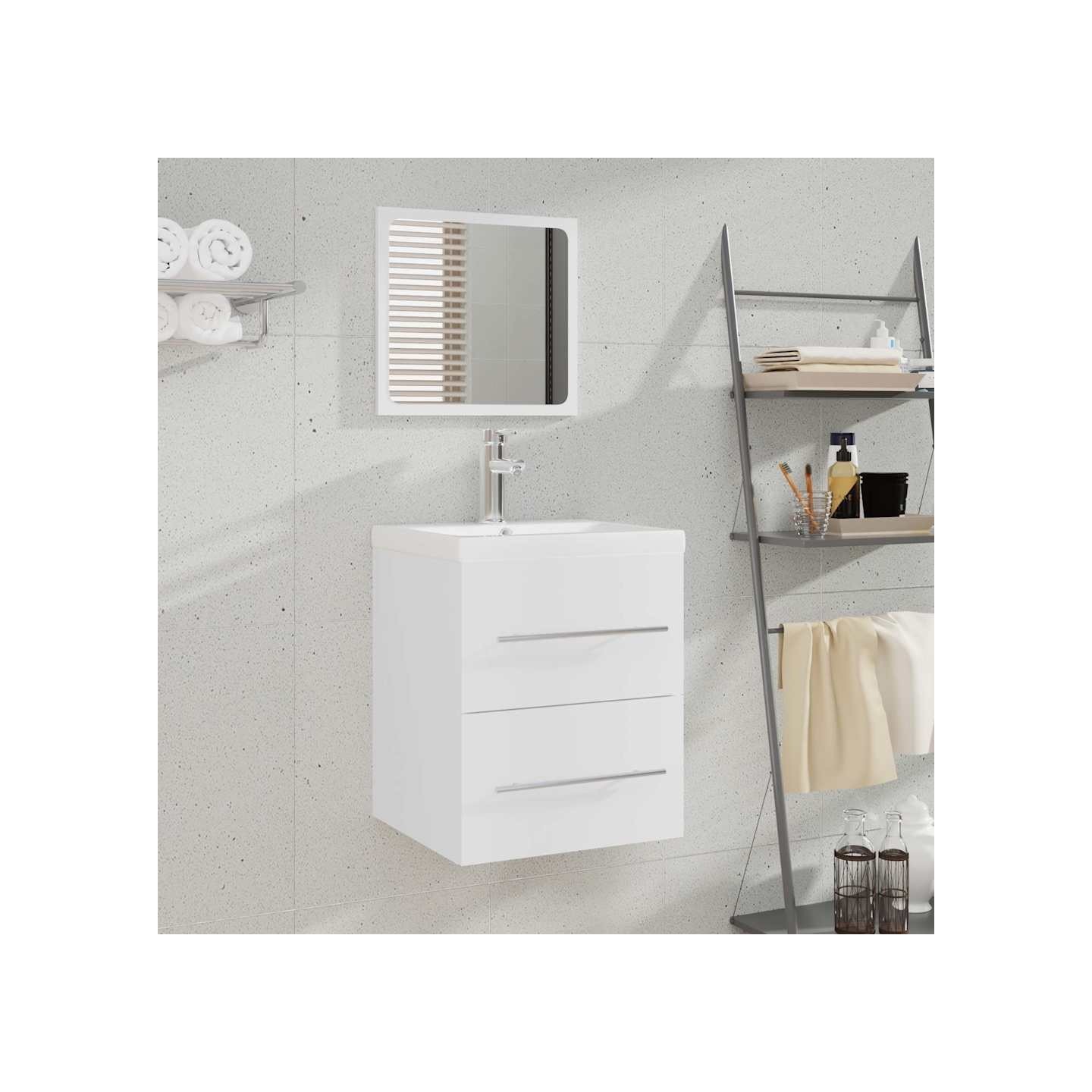 Meuble lavabo avec bassin intégré Blanc Bois d'ingénierie