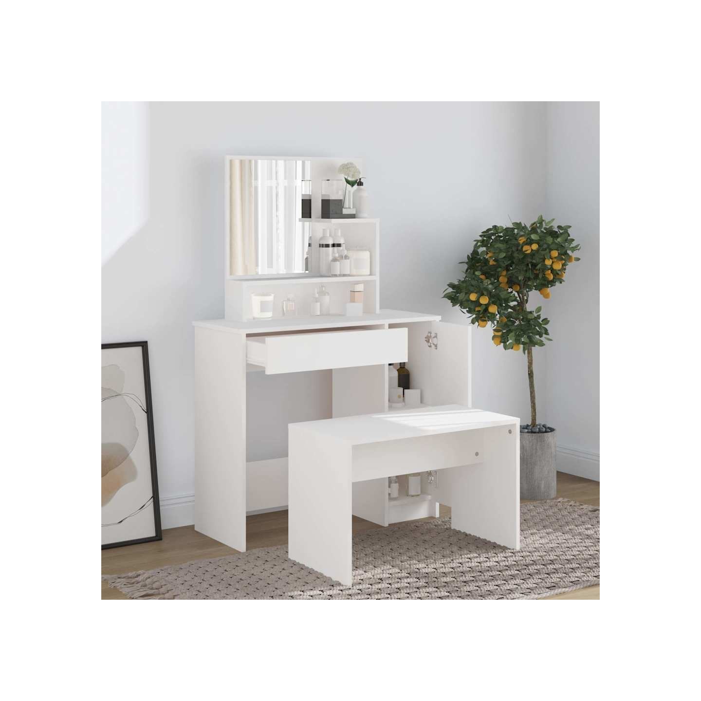 Ensemble de coiffeuse Blanc 86,5x35x136 cm
