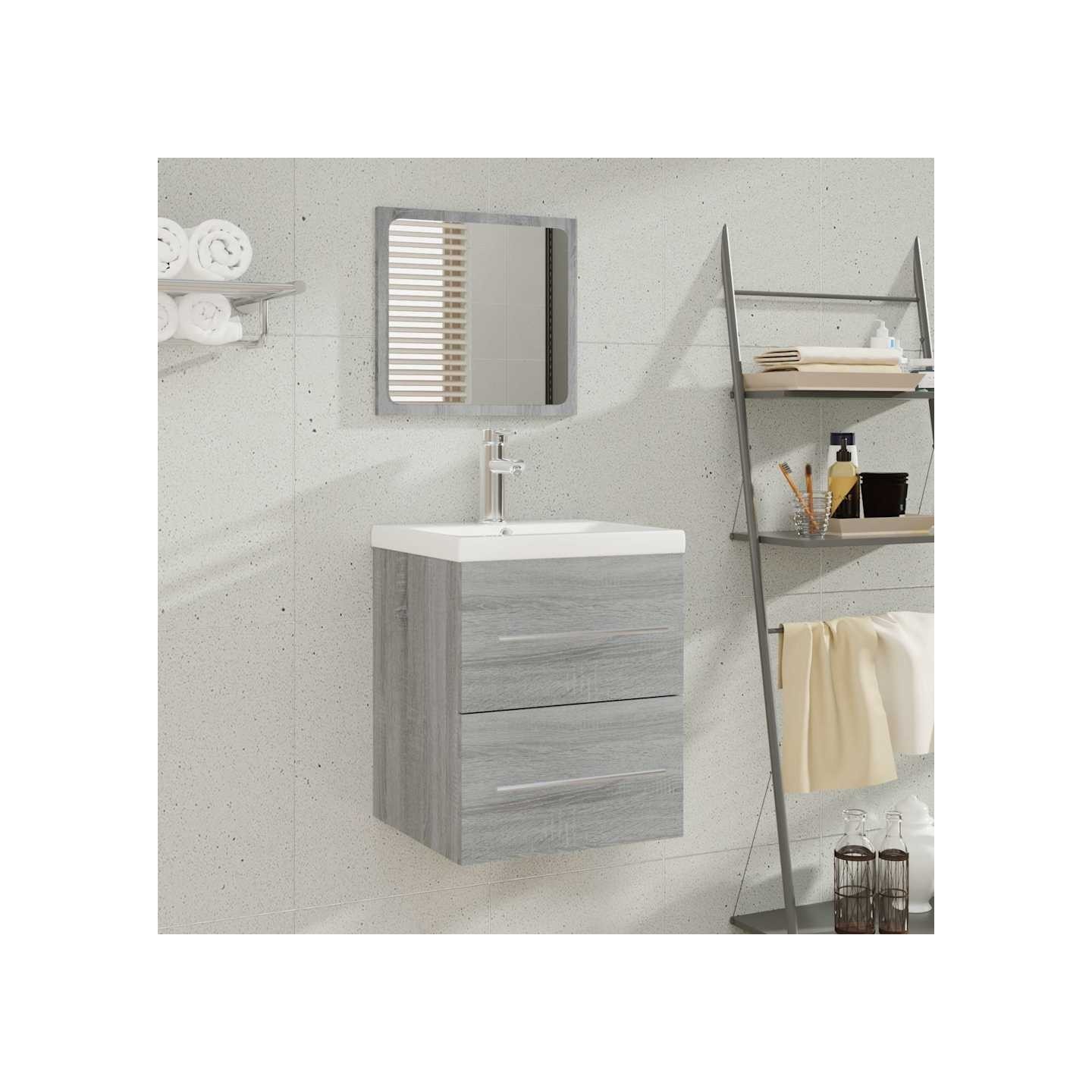 Meuble lavabo avec bassin intégré Sonoma gris Bois d'ingénierie