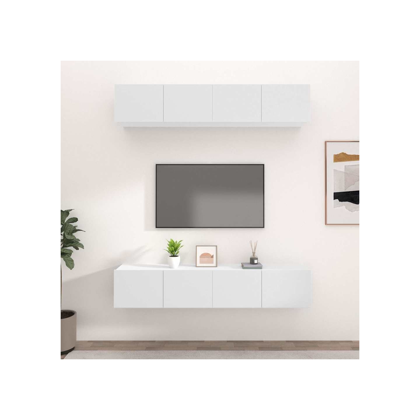 Meubles TV 4 pcs blanc 80x30x30 cm bois d'ingénierie