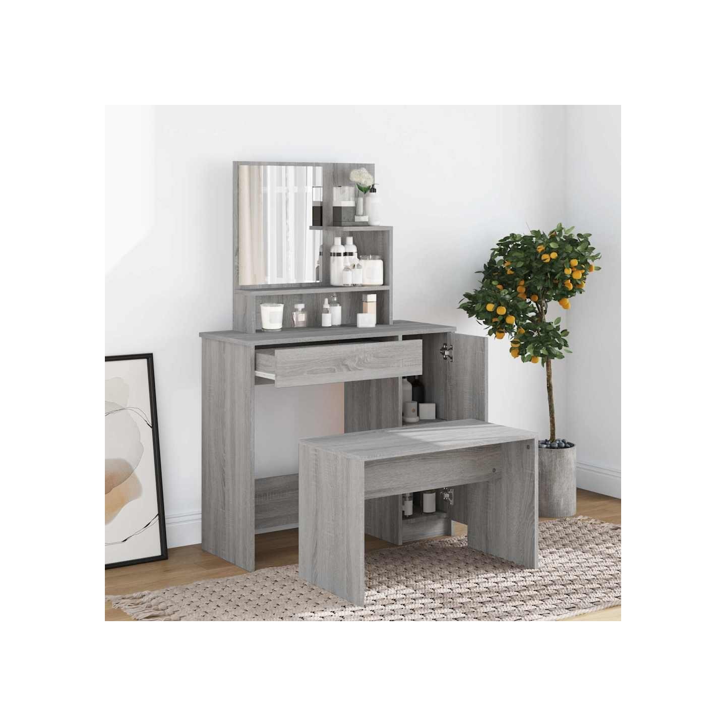 Ensemble de coiffeuse Sonoma gris 86,5x35x136 cm