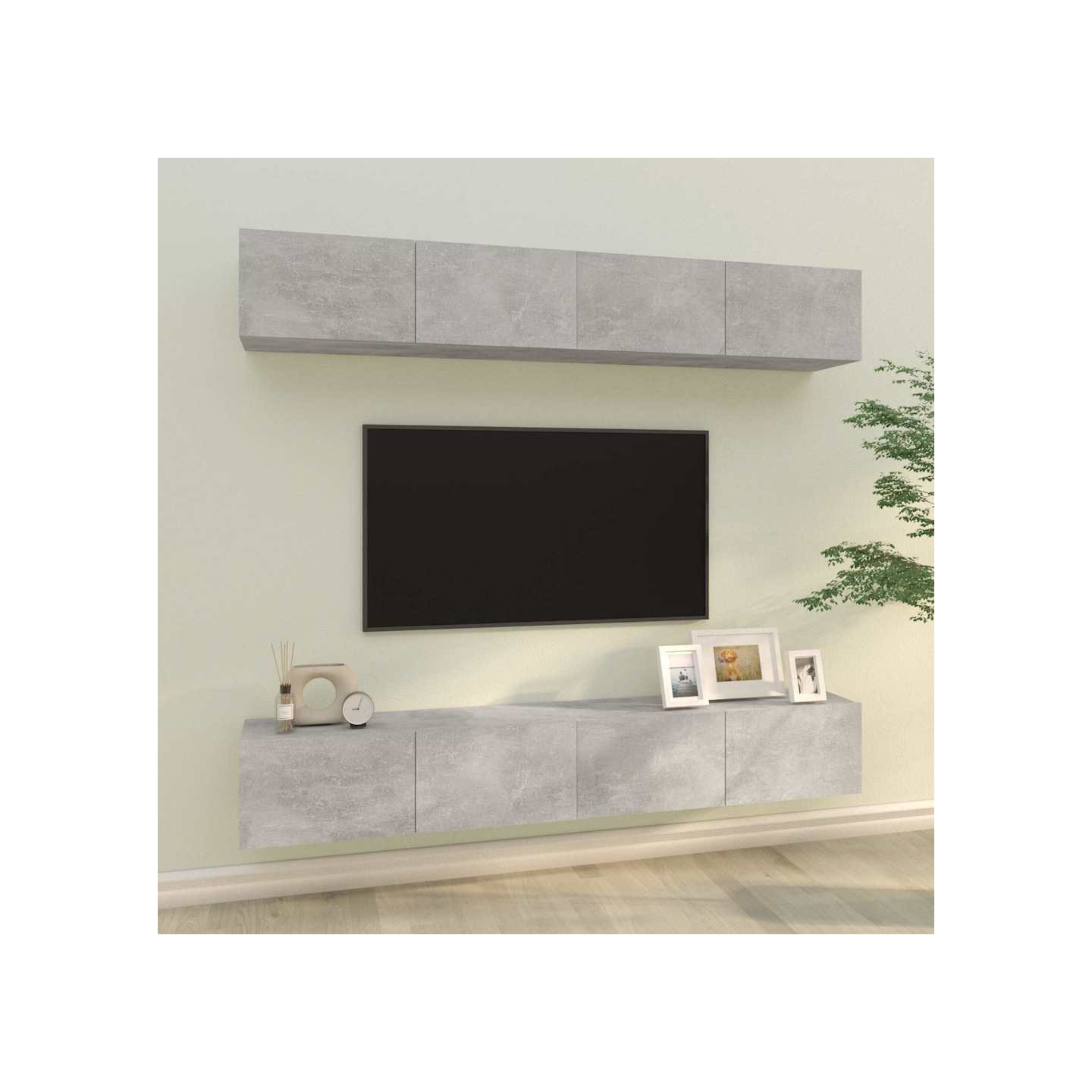 Meubles TV muraux 4 pcs Gris béton 100x30x30 cm