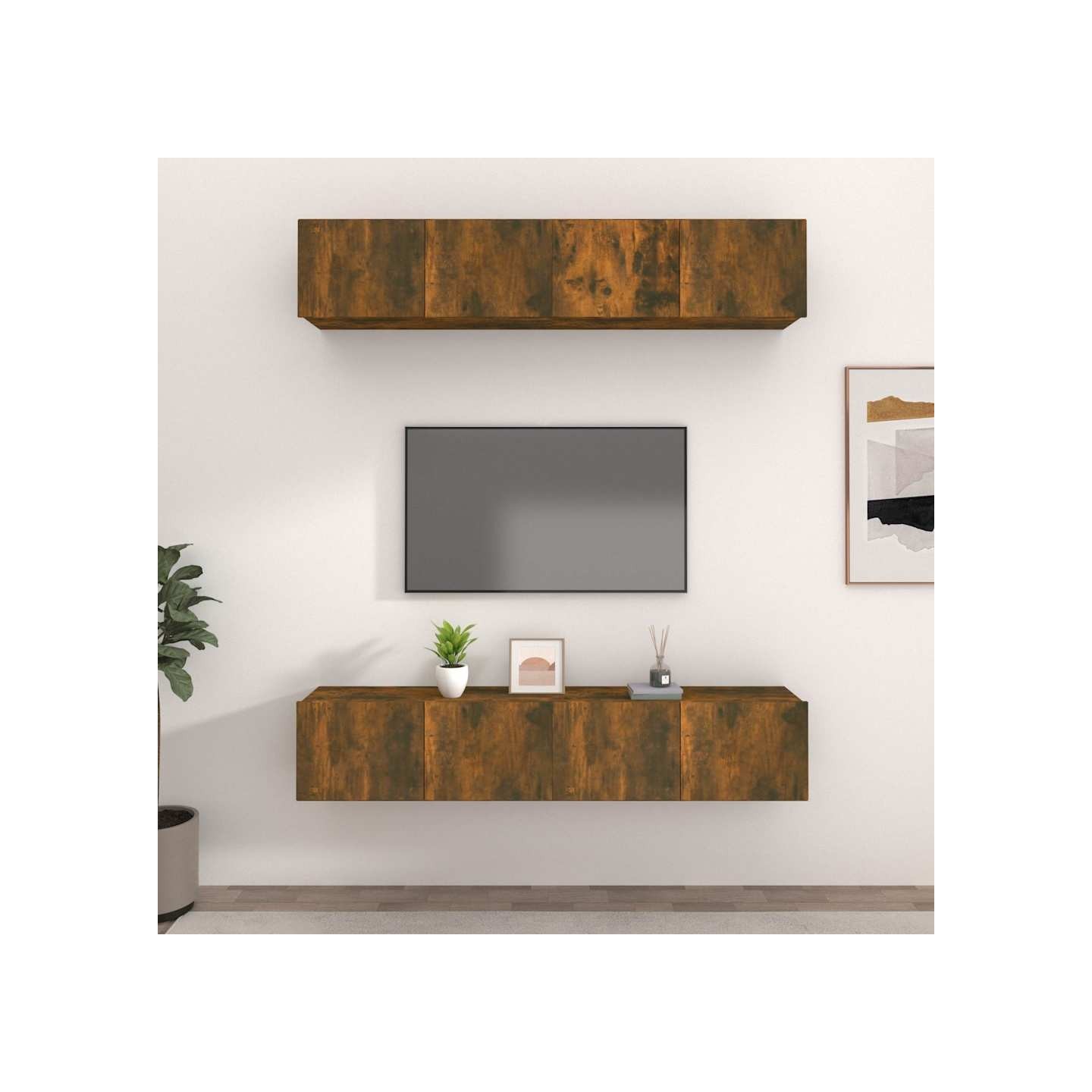 Meubles TV 4 pcs chêne fumé 80x30x30 cm bois d'ingénierie