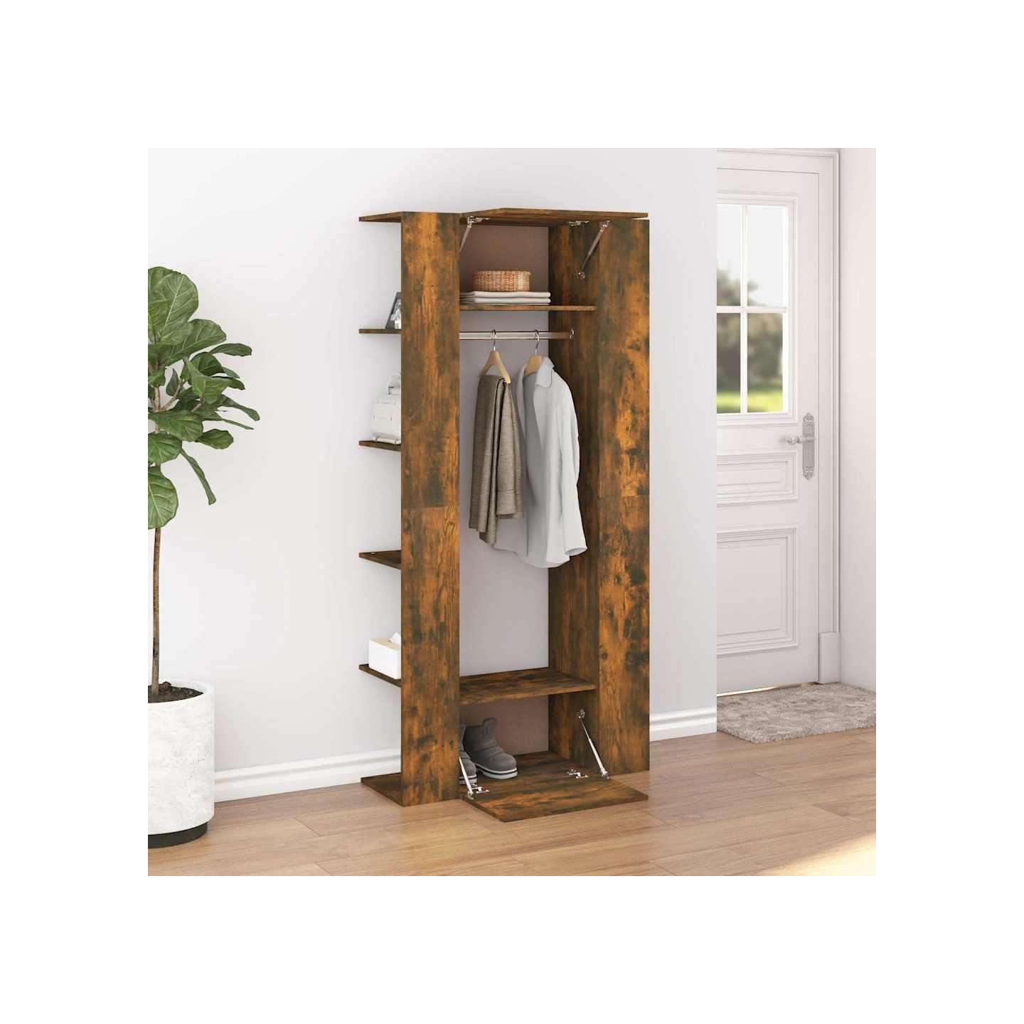 Armoires de couloir 2 pcs chêne fumé bois d'ingénierie