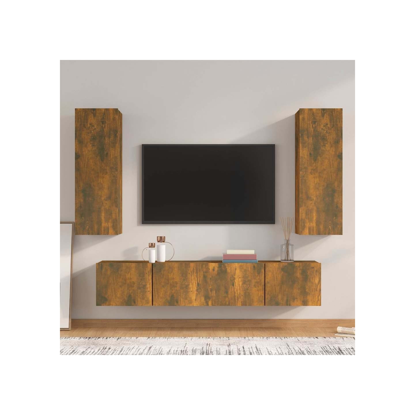 Ensemble de meubles TV 4 pcs Chêne fumé Bois d'ingénierie