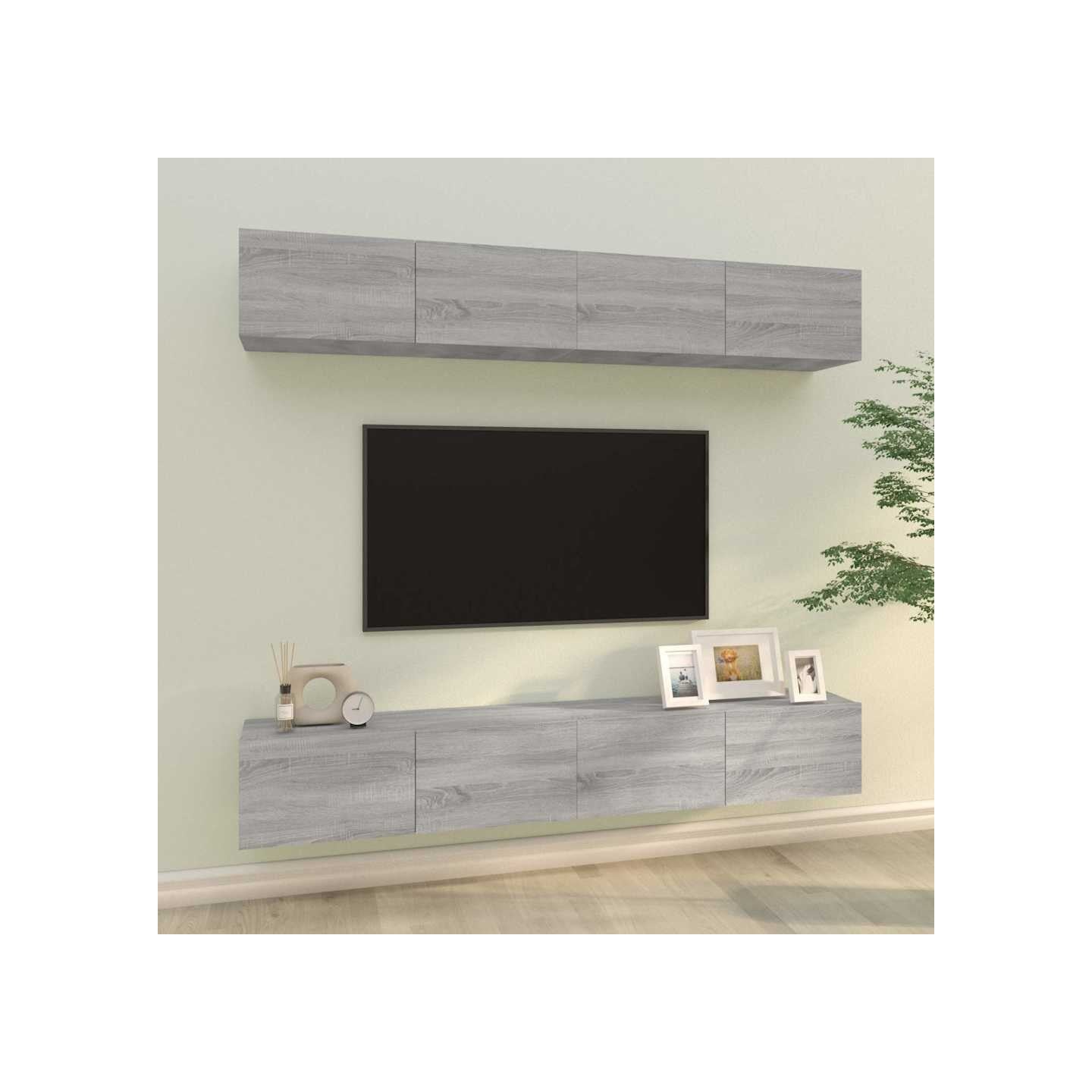 Meubles TV muraux 4 pcs sonoma gris 100x30x30 cm