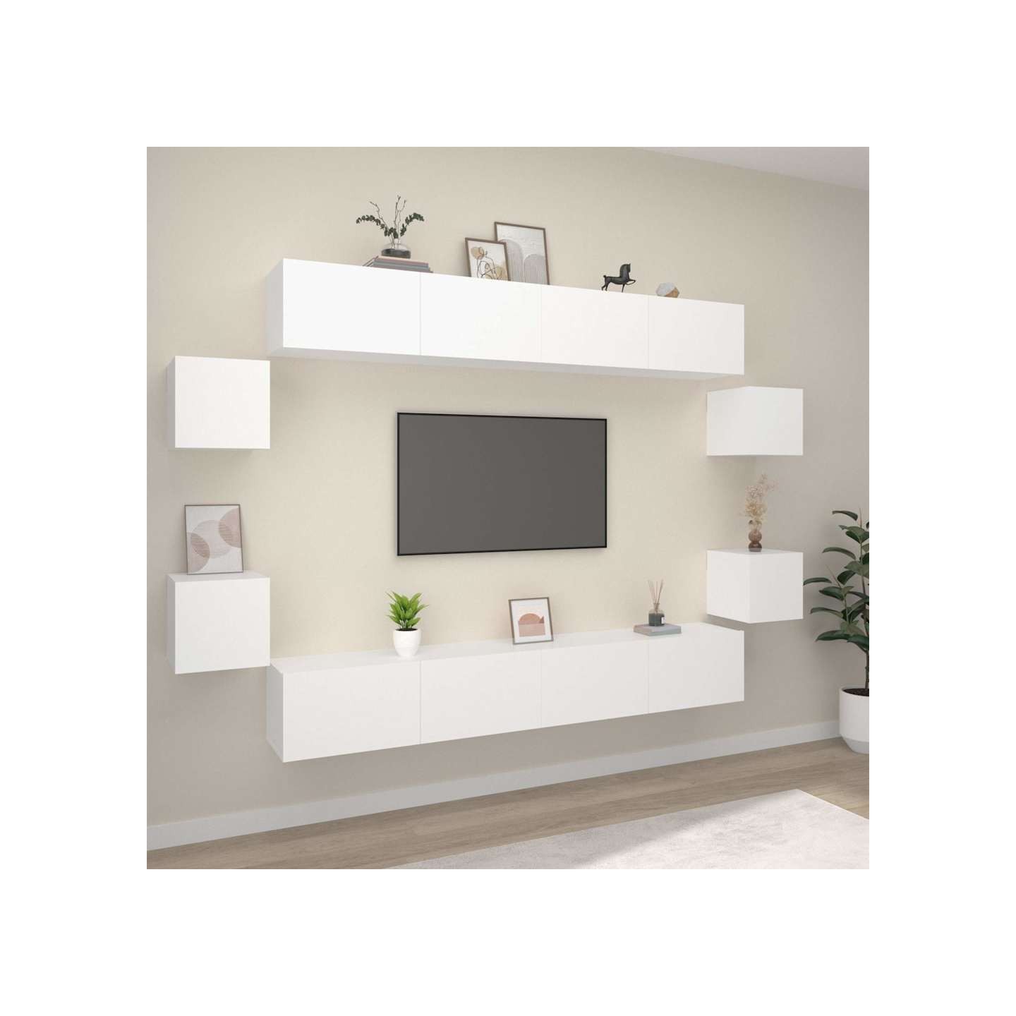 Ensemble de meubles TV 8 pcs Blanc Bois d'ingénierie