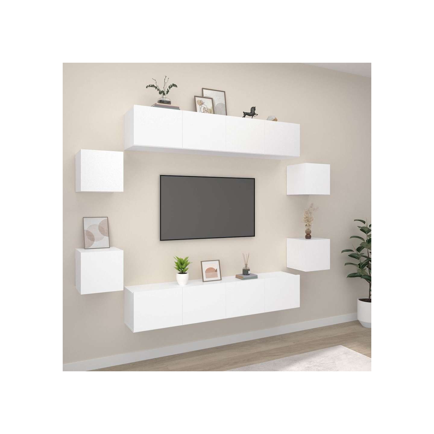 Ensemble de meubles TV 8 pcs Blanc Bois d'ingénierie