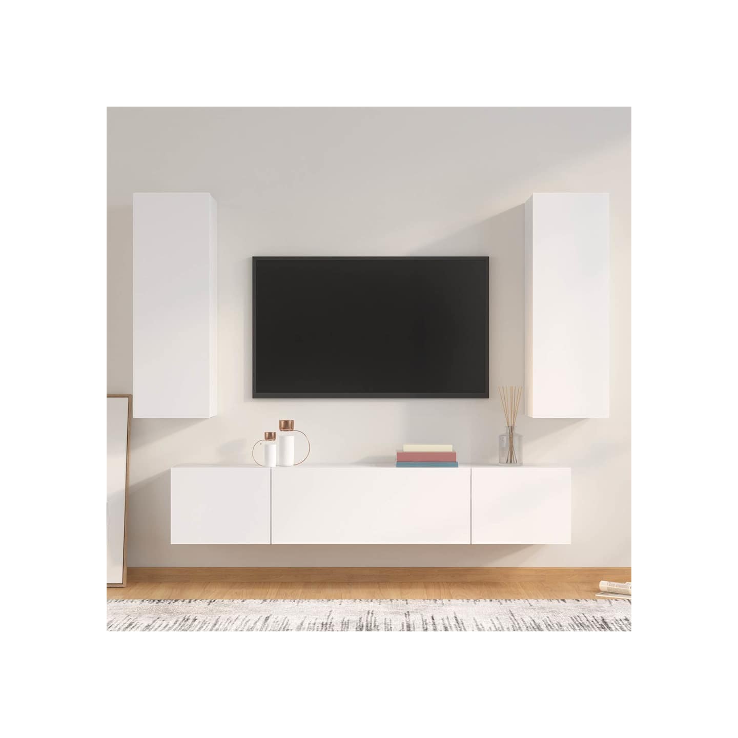 Ensemble de meubles TV 4 pcs Blanc Bois d'ingénierie