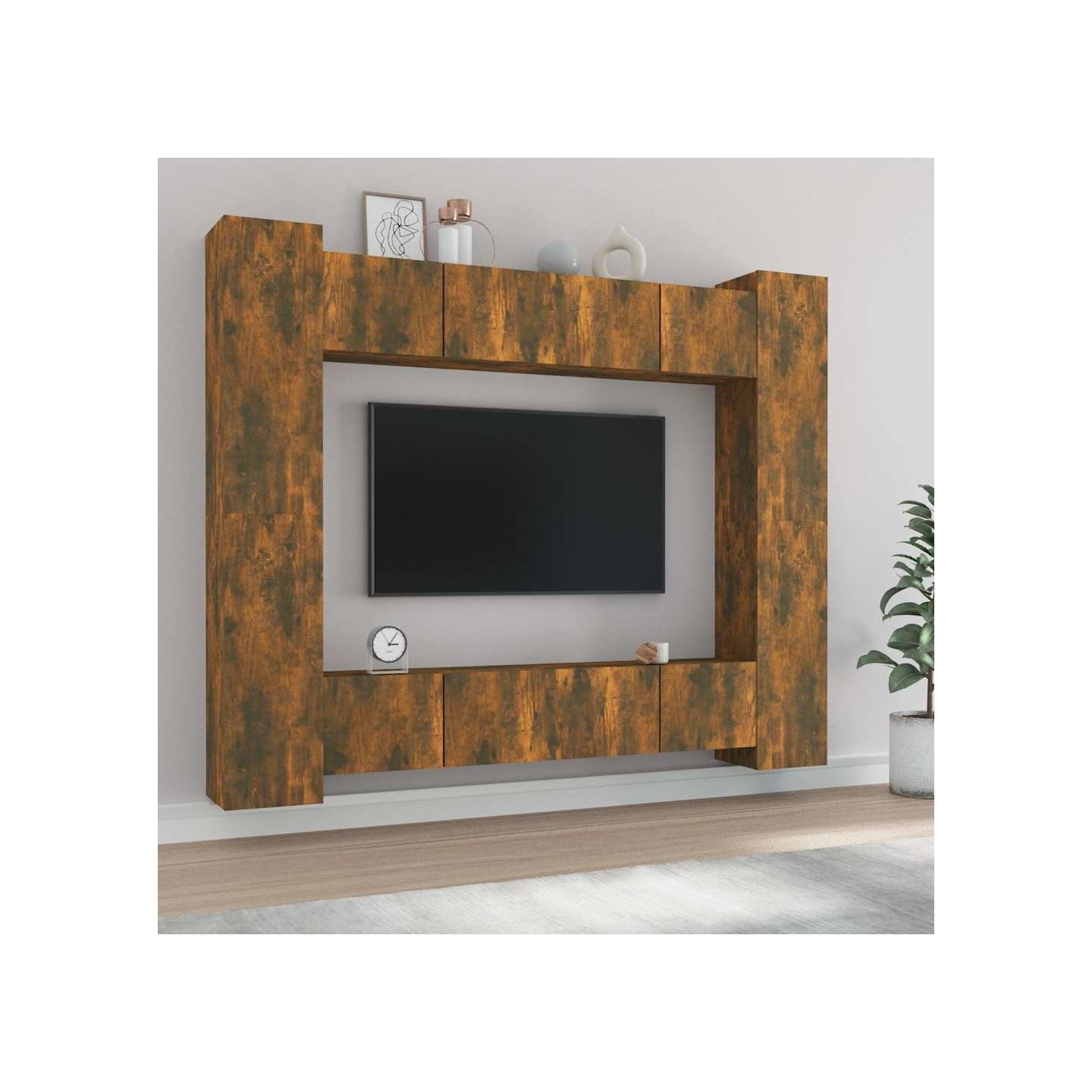 Ensemble de meubles TV 8 pcs Chêne fumé Bois d'ingénierie