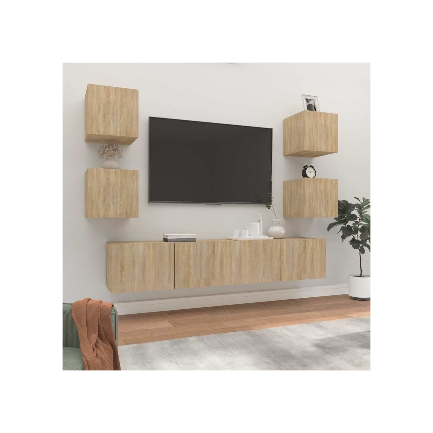 Ensemble de meubles TV 6 pcs Chêne sonoma Bois d'ingénierie