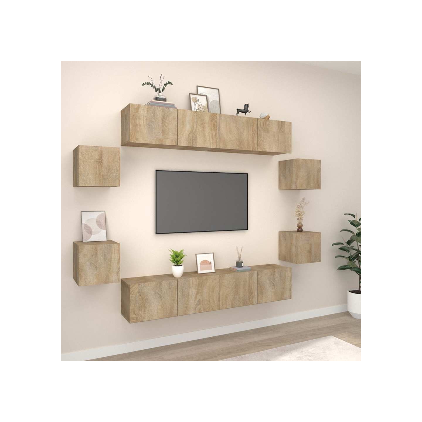 Ensemble de meubles TV 8 pcs Chêne sonoma Bois d'ingénierie