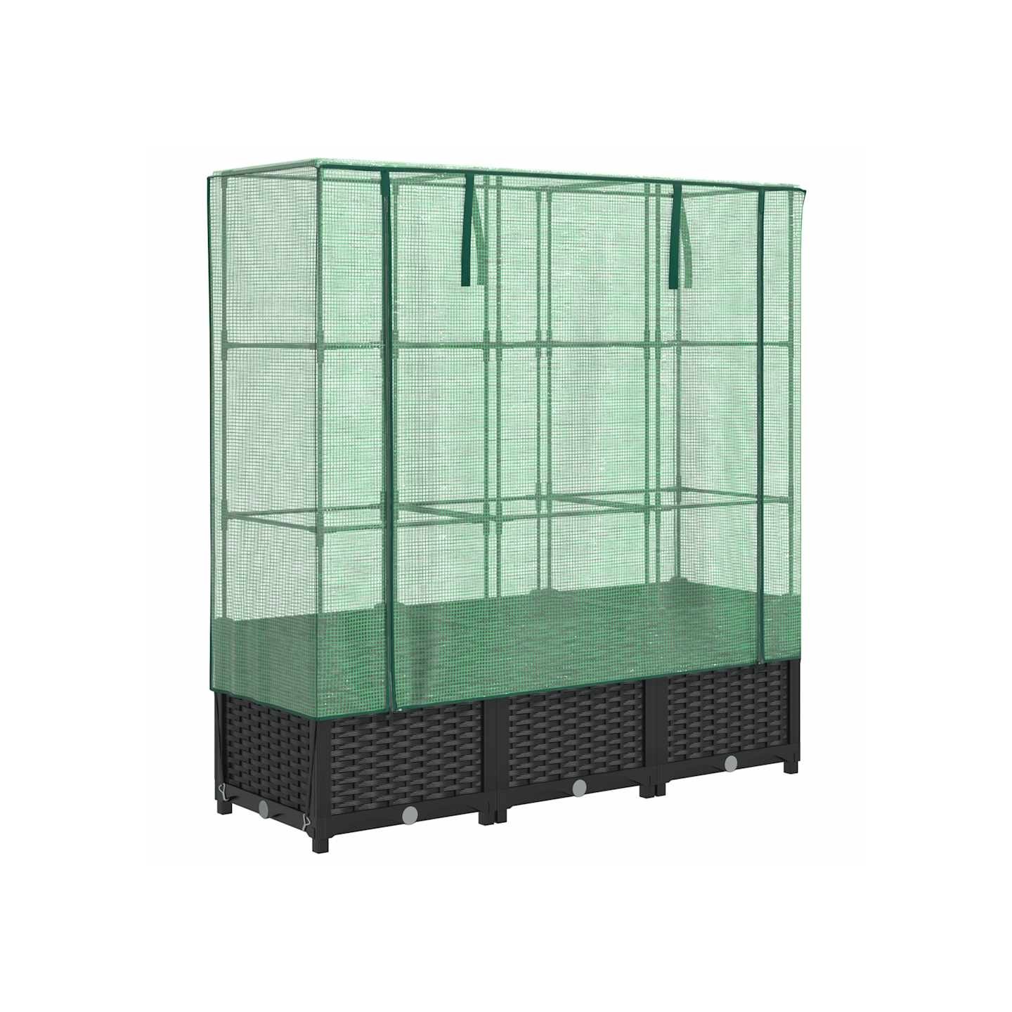 Jardinière surélevée avec housse aspect rotin 120x40x138 cm
