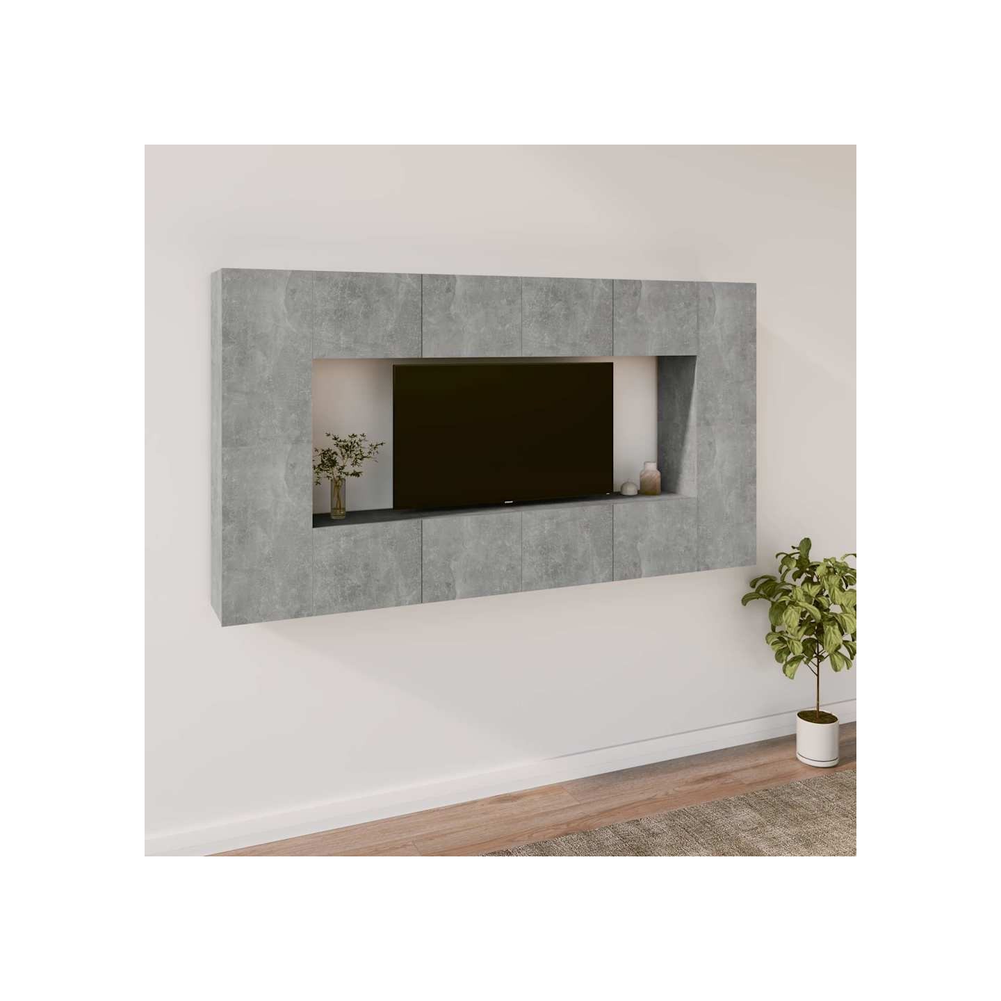 Ensemble de meubles TV 8 pcs Gris béton Bois d'ingénierie