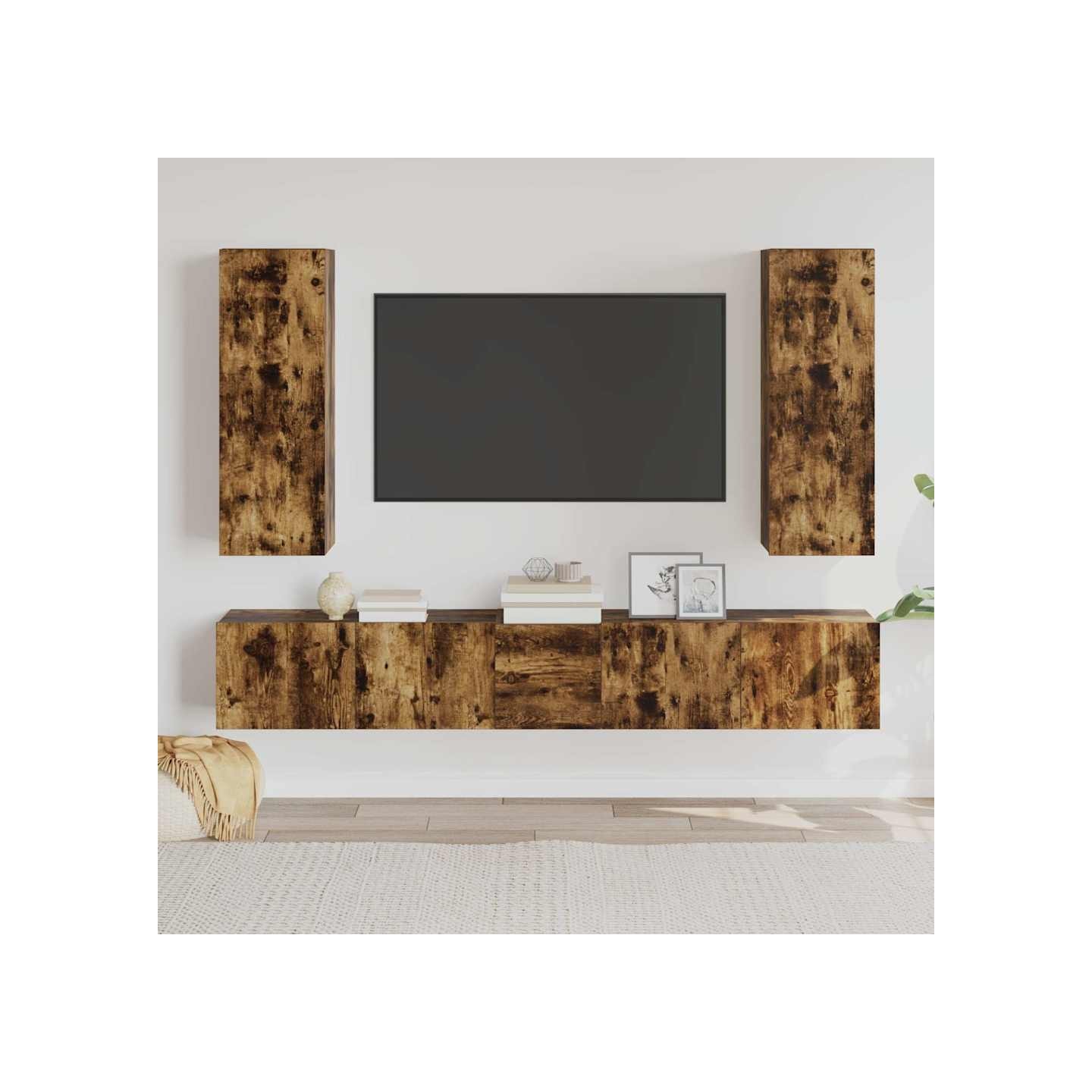 Ensemble de meubles TV 5 pcs Chêne fumé Bois d'ingénierie