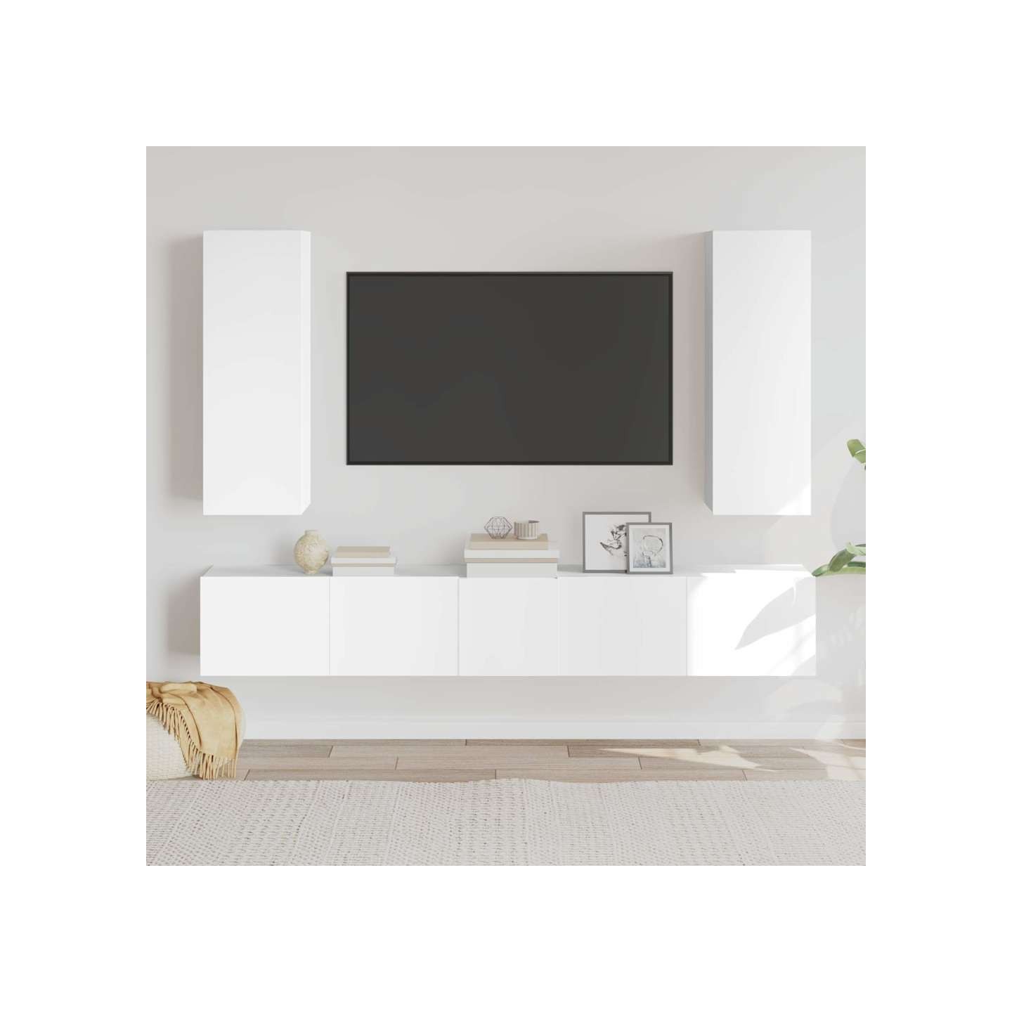 Ensemble de meubles TV 5 pcs Blanc Bois d'ingénierie