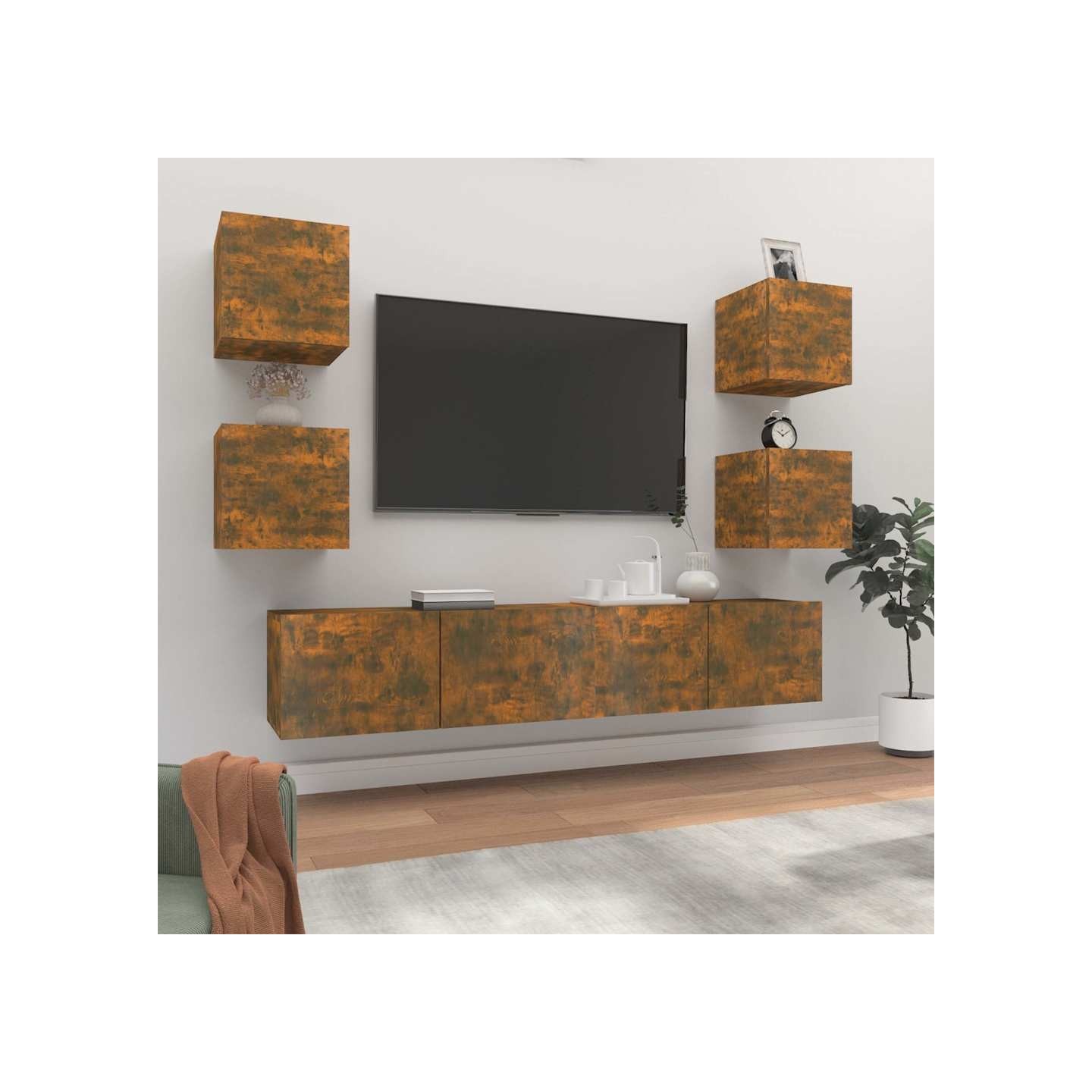 Ensemble de meubles TV 6 pcs Chêne fumé Bois d'ingénierie