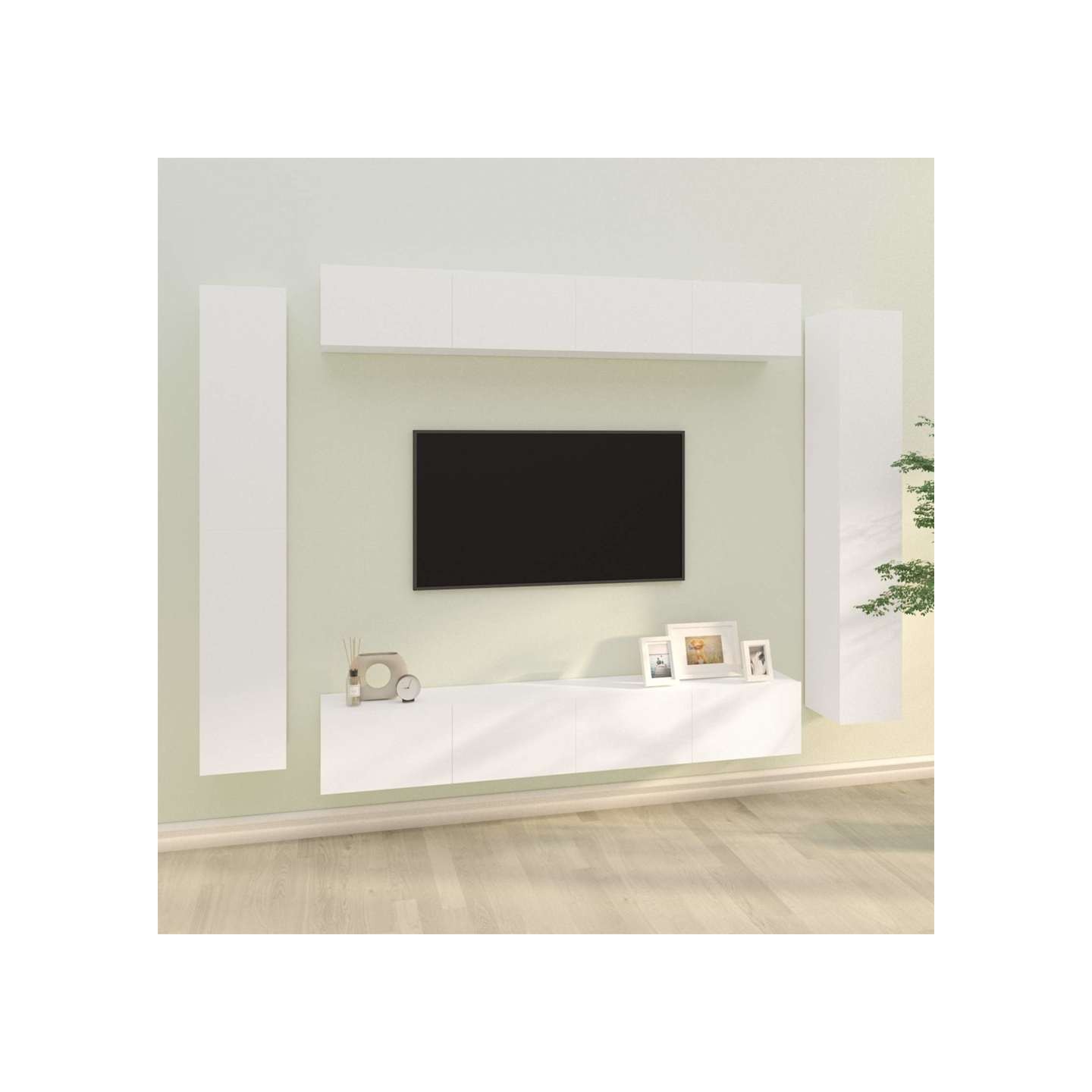 Ensemble de meubles TV 8 pcs Blanc Bois d'ingénierie