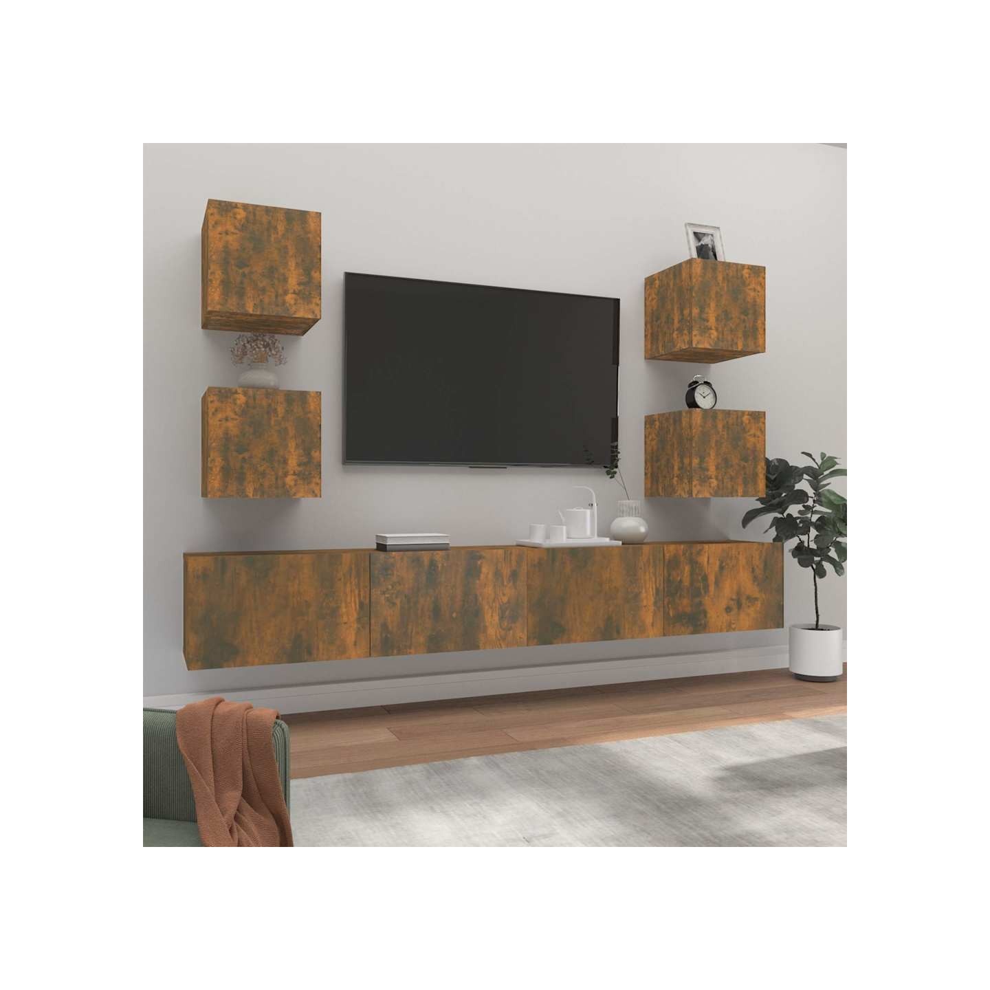 Ensemble de meubles TV 6 pcs Chêne fumé Bois d'ingénierie