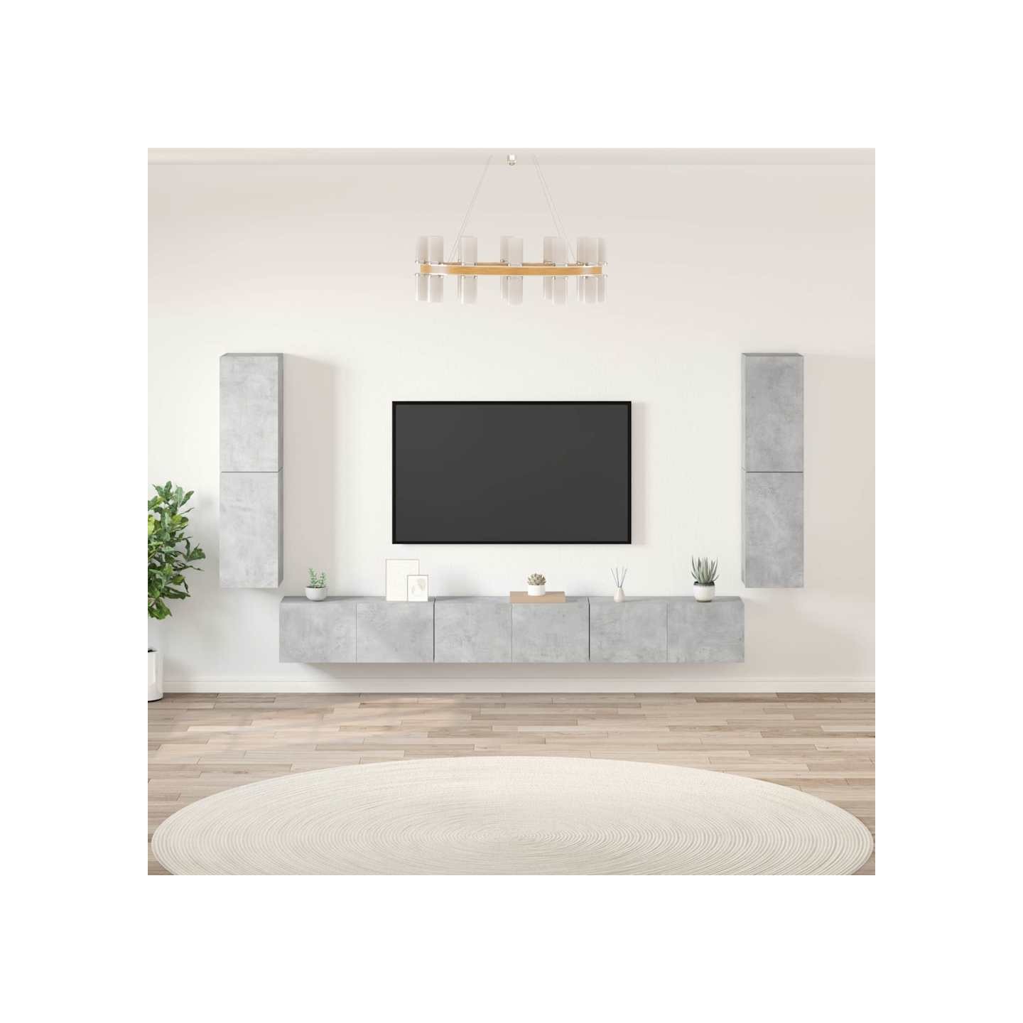 Ensemble de meubles TV 7 pcs Gris béton Bois d'ingénierie