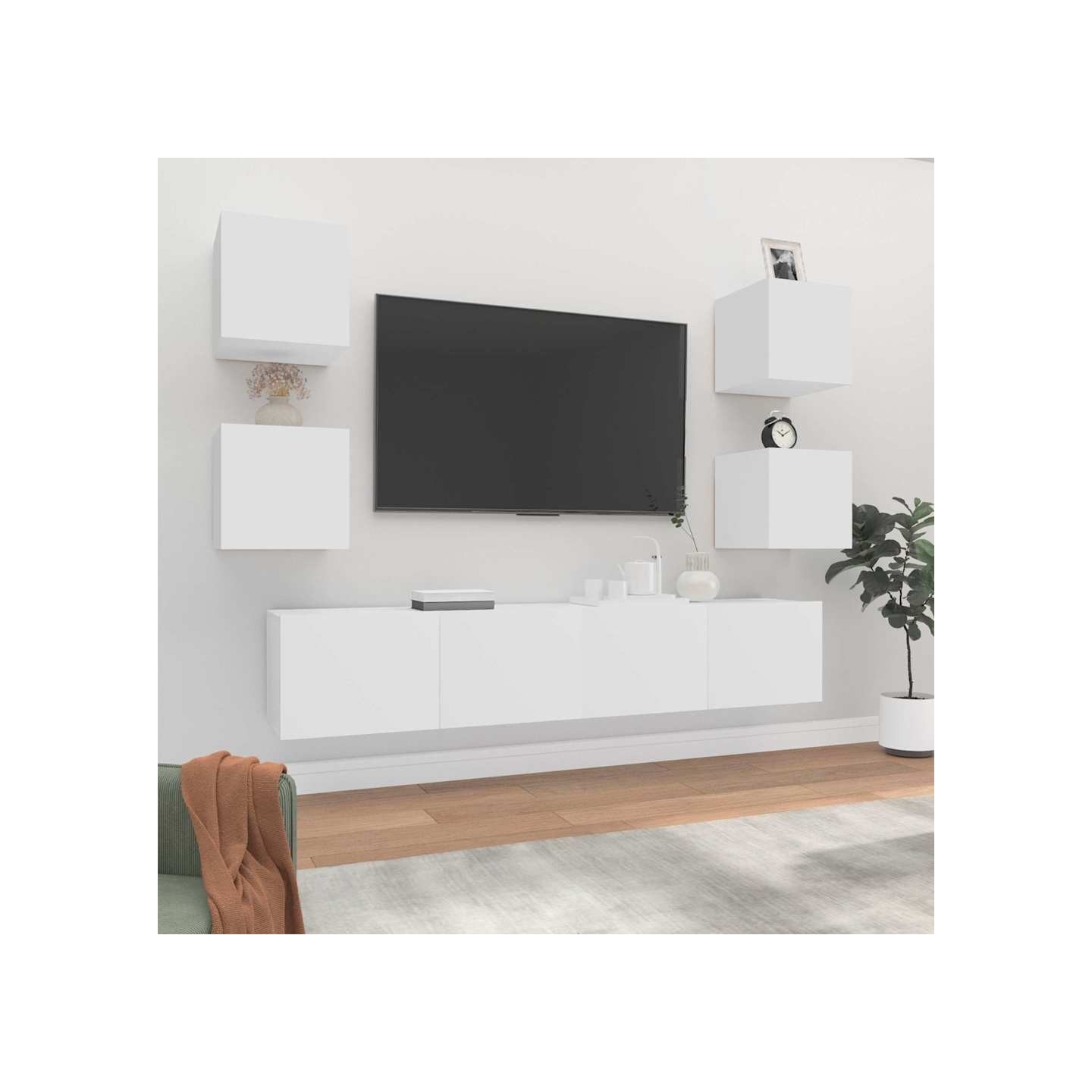 Ensemble de meubles TV 6 pcs Blanc Bois d'ingénierie