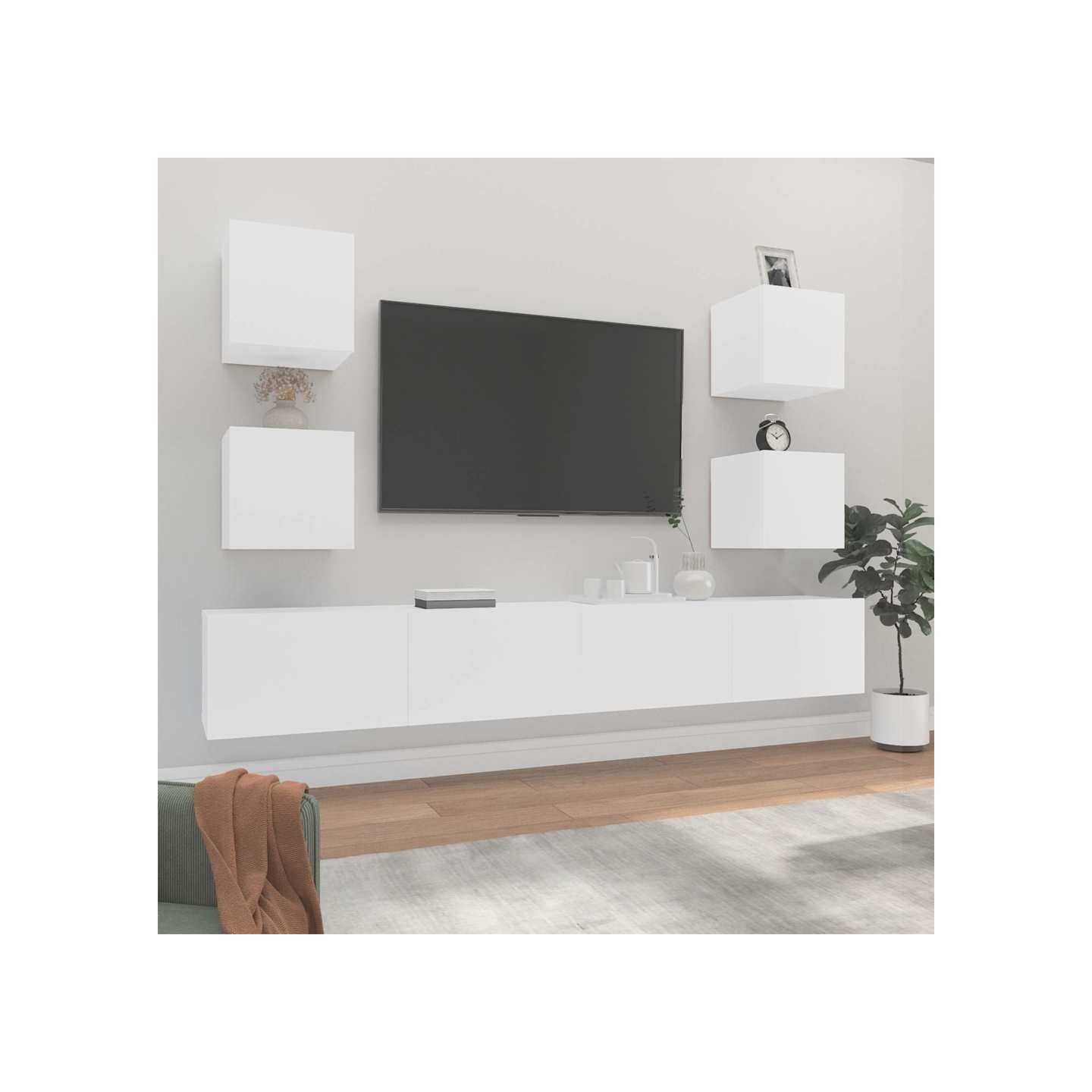 Ensemble de meubles TV 6 pcs Blanc Bois d'ingénierie