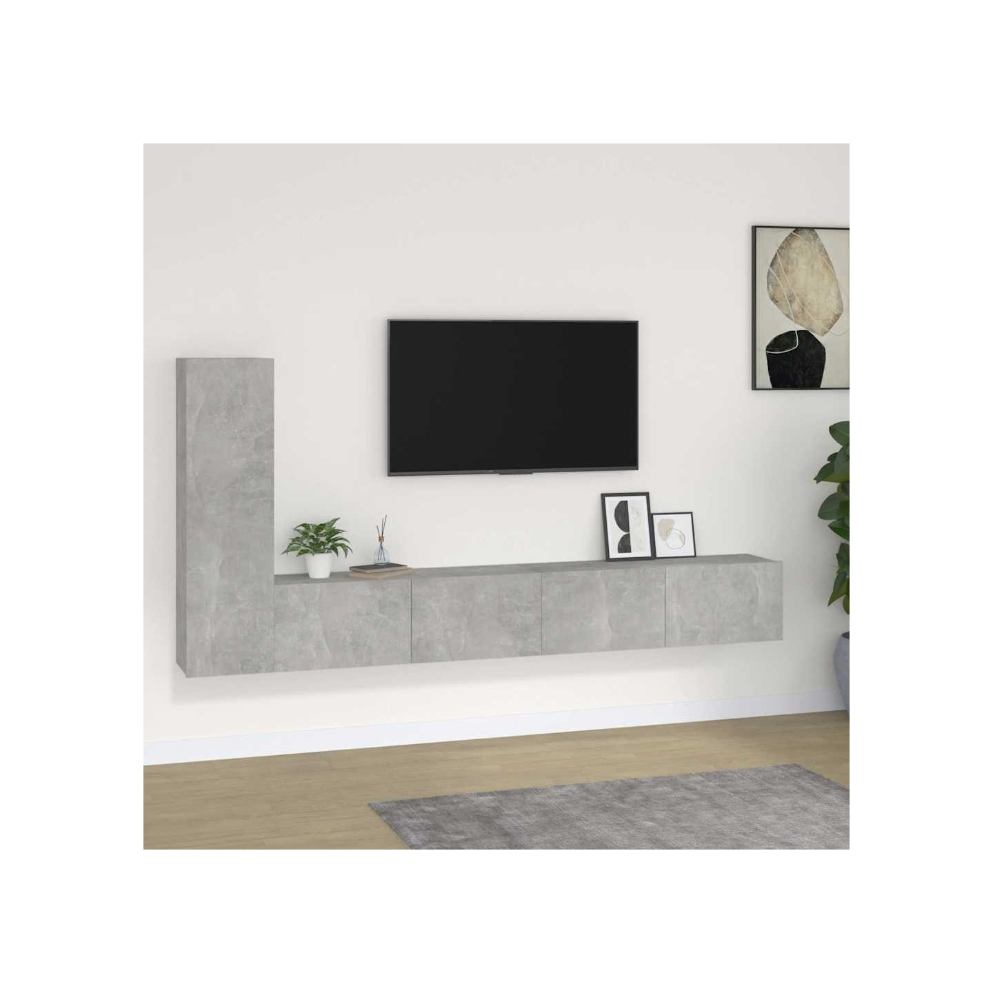 Ensemble de meubles TV 3 pcs Gris béton Bois d'ingénierie