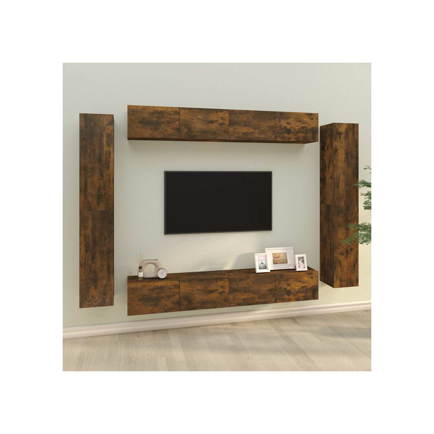 Ensemble de meubles TV 8 pcs Chêne fumé Bois d'ingénierie