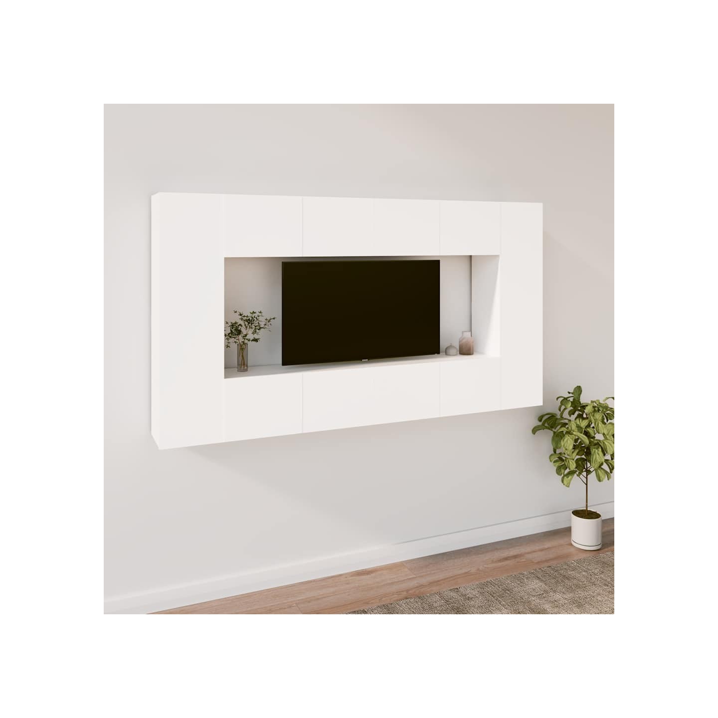 Ensemble de meubles TV 8 pcs Blanc Bois d'ingénierie