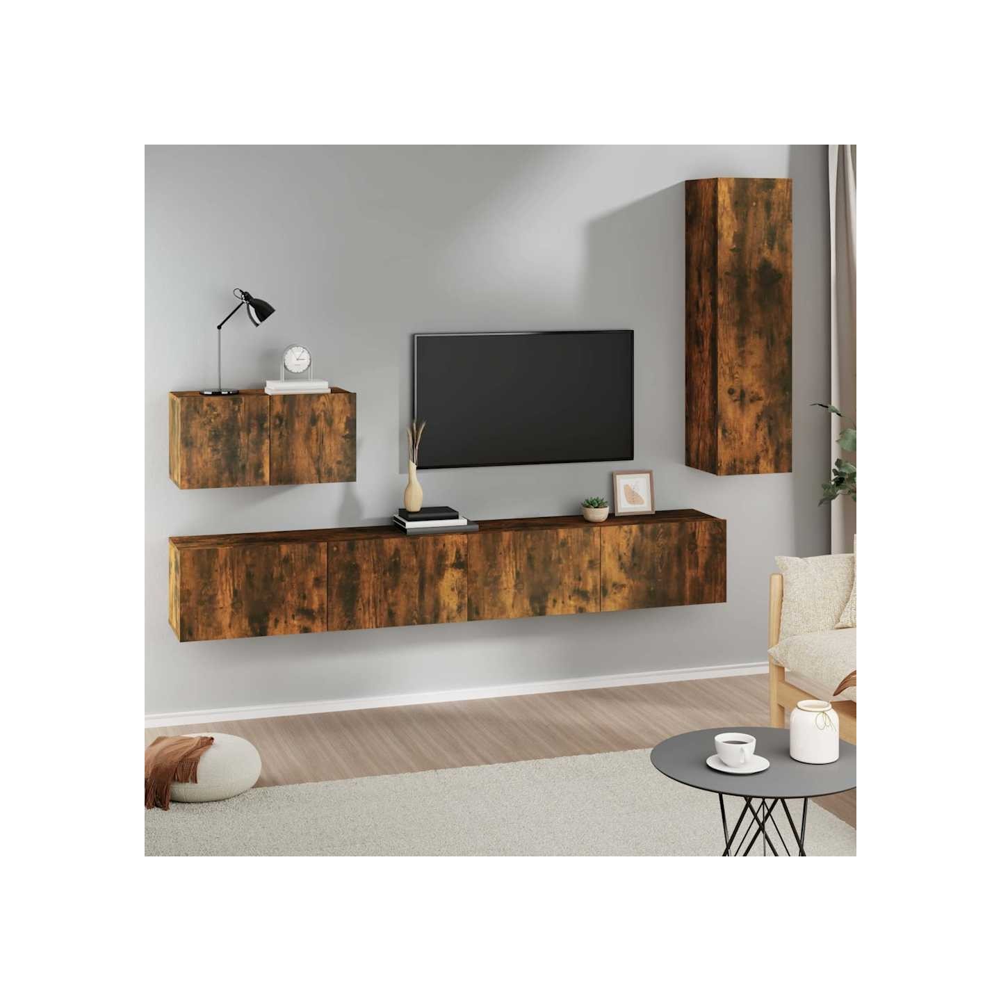 Ensemble de meubles TV 4 pcs Chêne fumé Bois d'ingénierie